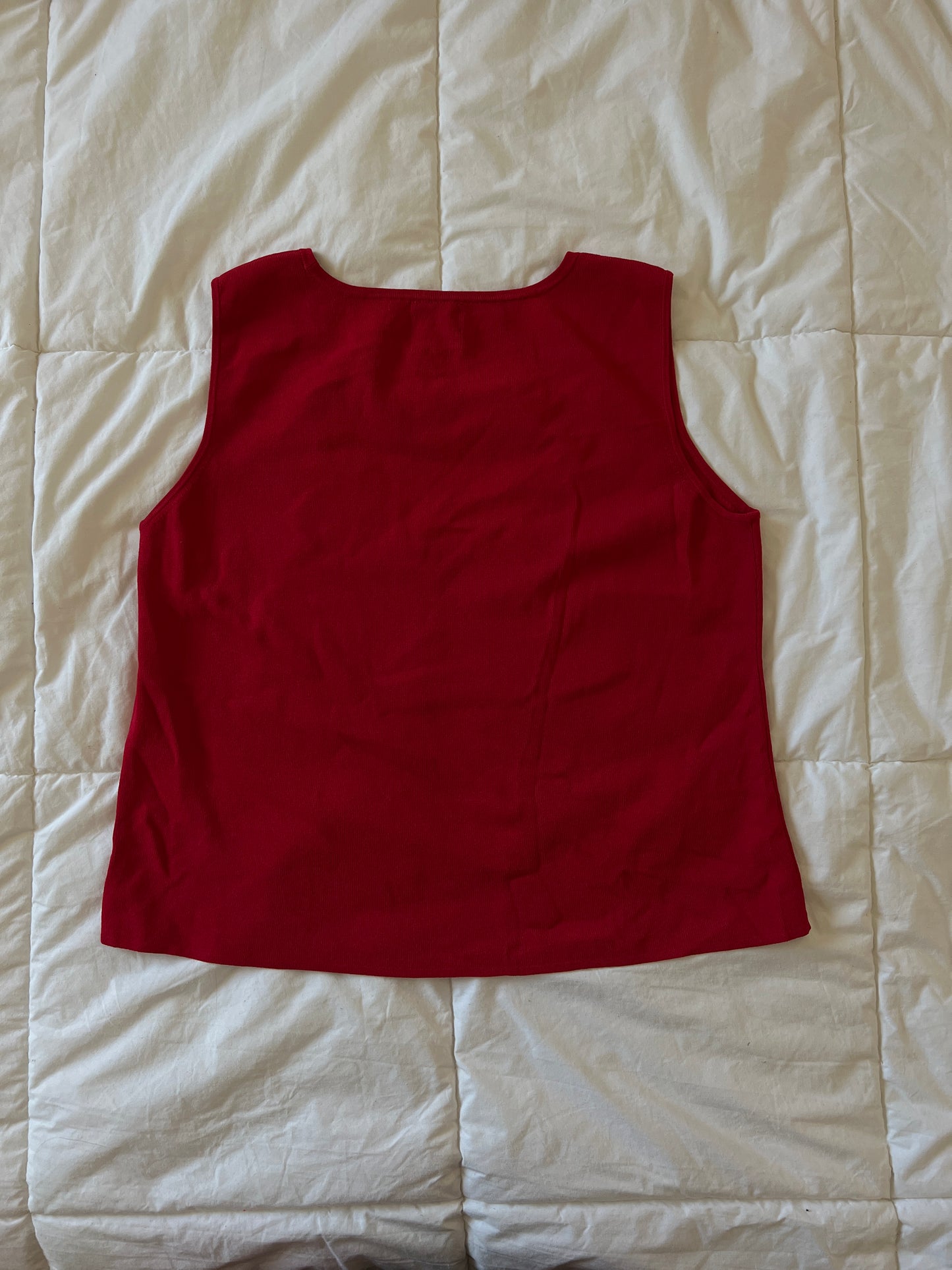 Upcycled Lace Butterfly Red Tank (L/XL)