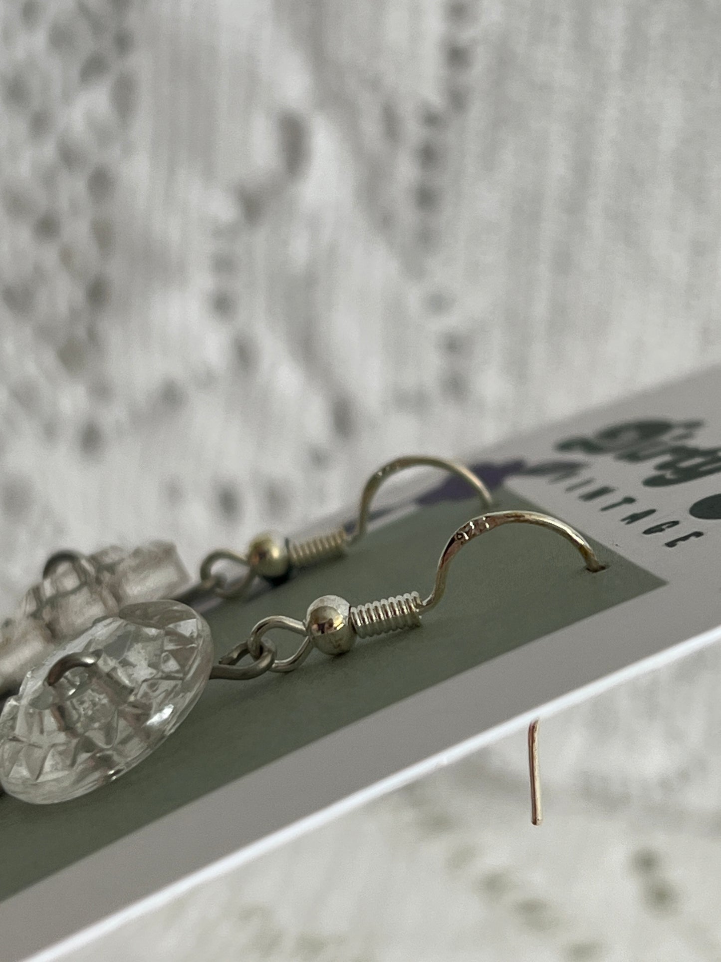 Glass Button + Stone Flower Earrings