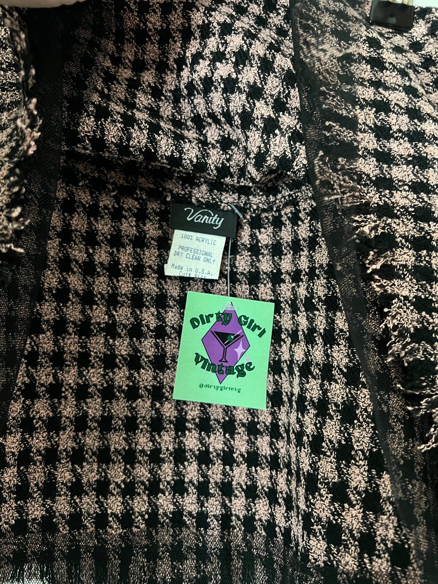 Vintage Pink/Black Plaid Mini Skirt (s/m)