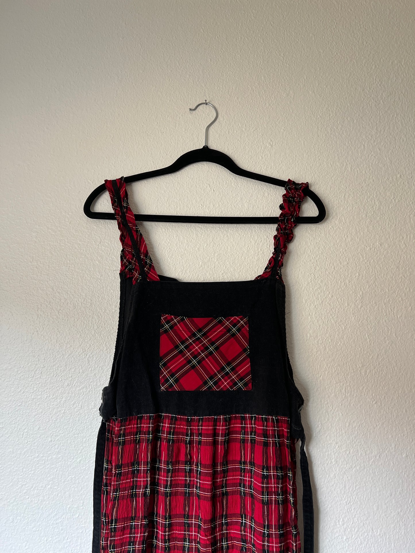 Vintage Plaid Maxi Overall Dress (m)