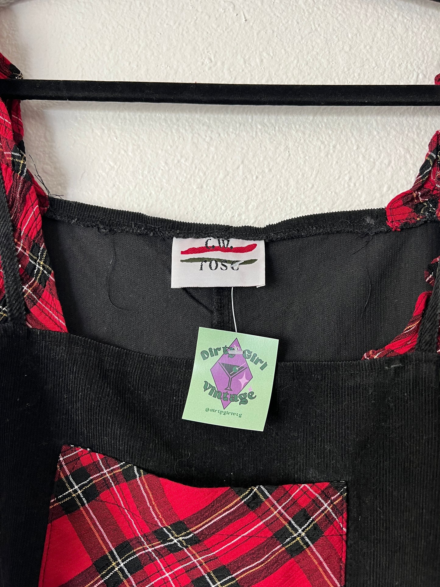 Vintage Plaid Maxi Overall Dress (m)