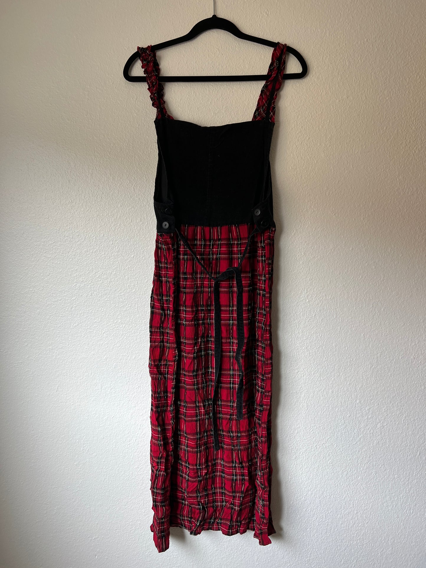 Vintage Plaid Maxi Overall Dress (m)