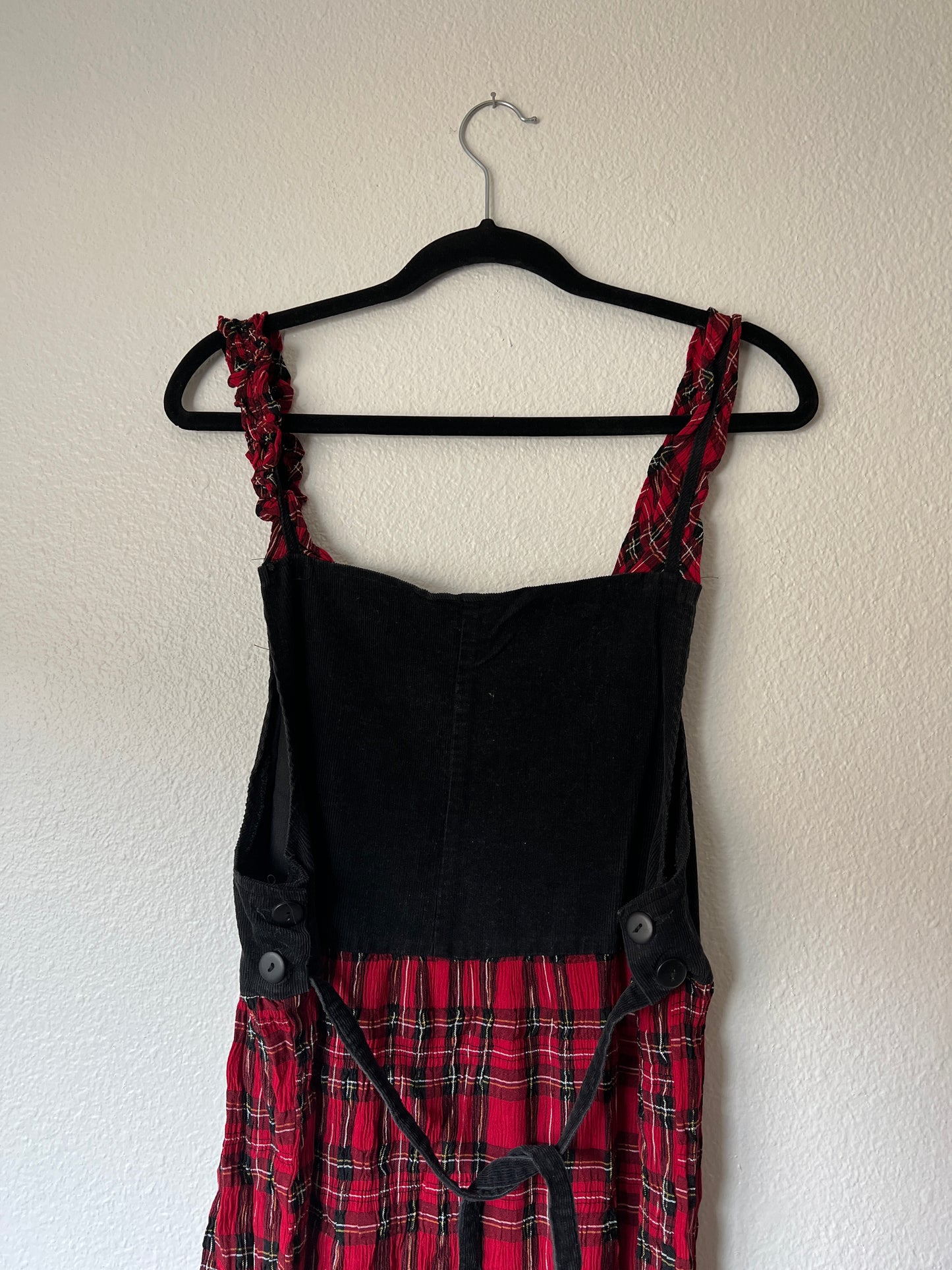 Vintage Plaid Maxi Overall Dress (m)
