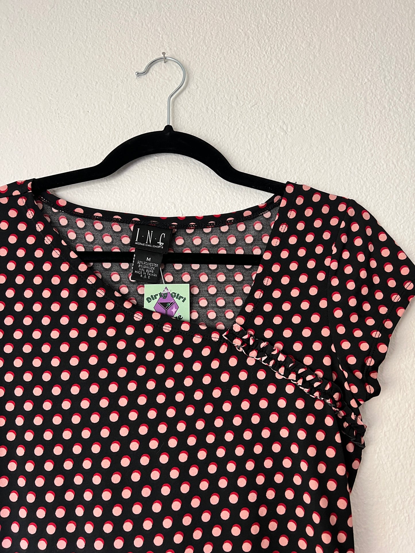 Black/Pink Polka Dot Top (s/m)