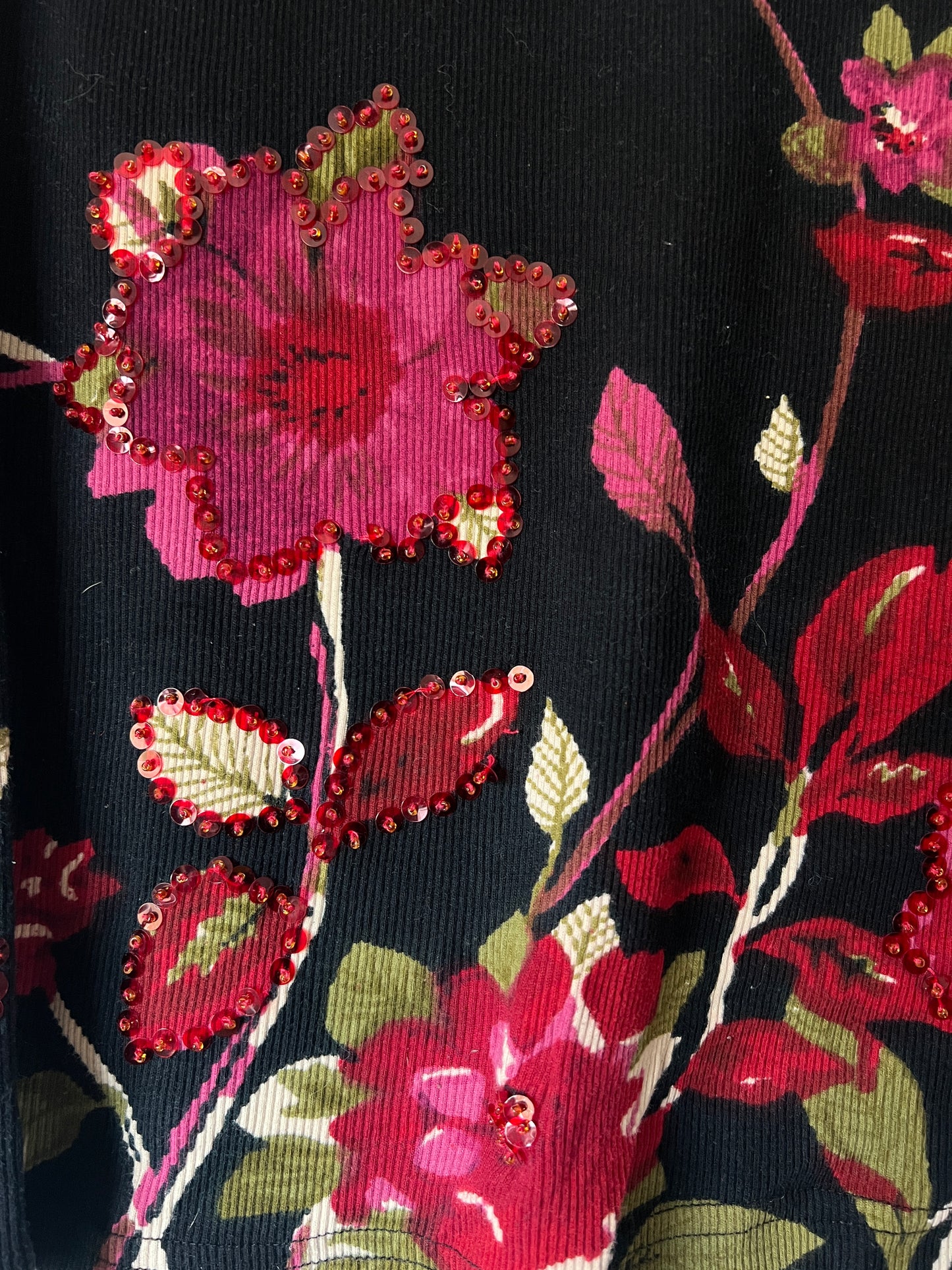 Black Floral Sequin Graphic Tank (xl)