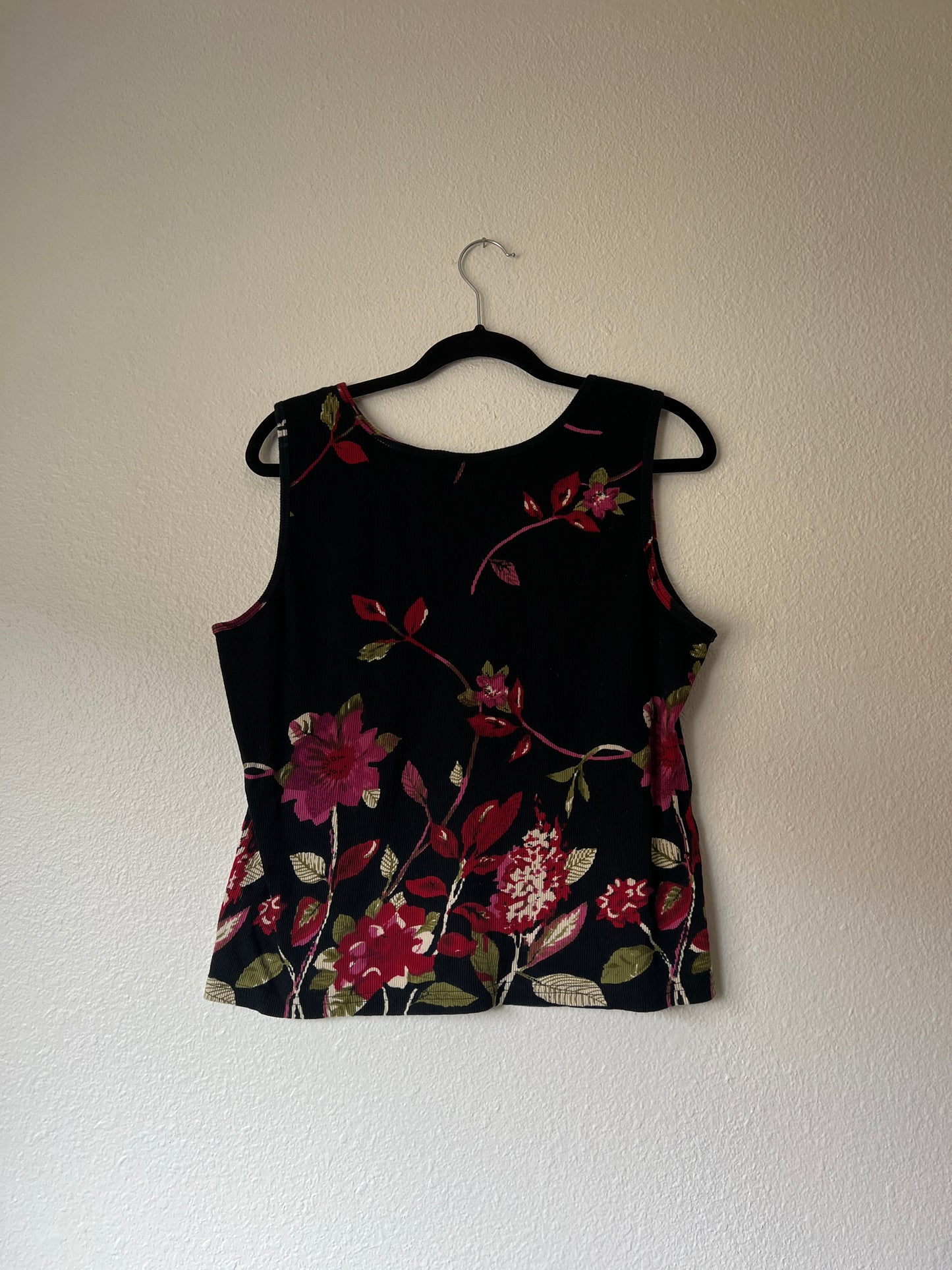 Black Floral Sequin Graphic Tank (xl)