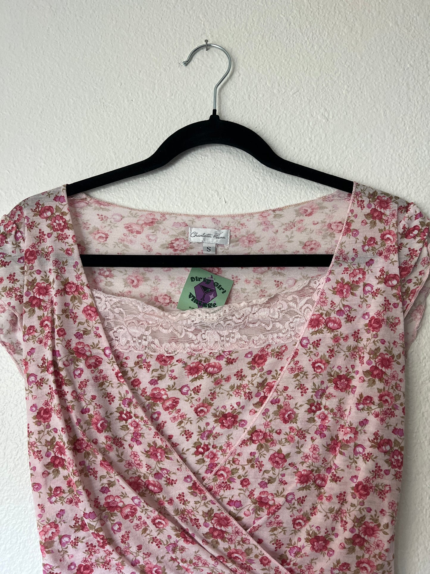 Y2k Floral Top (xs/s)