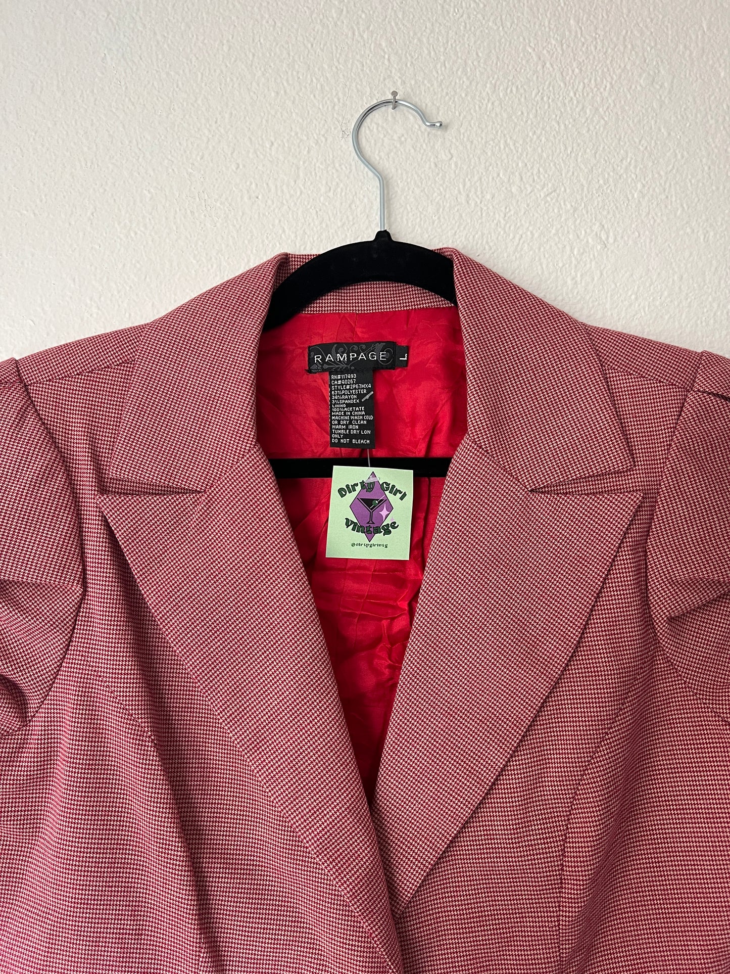 Red Houndstooth Blazer Top (m/l)