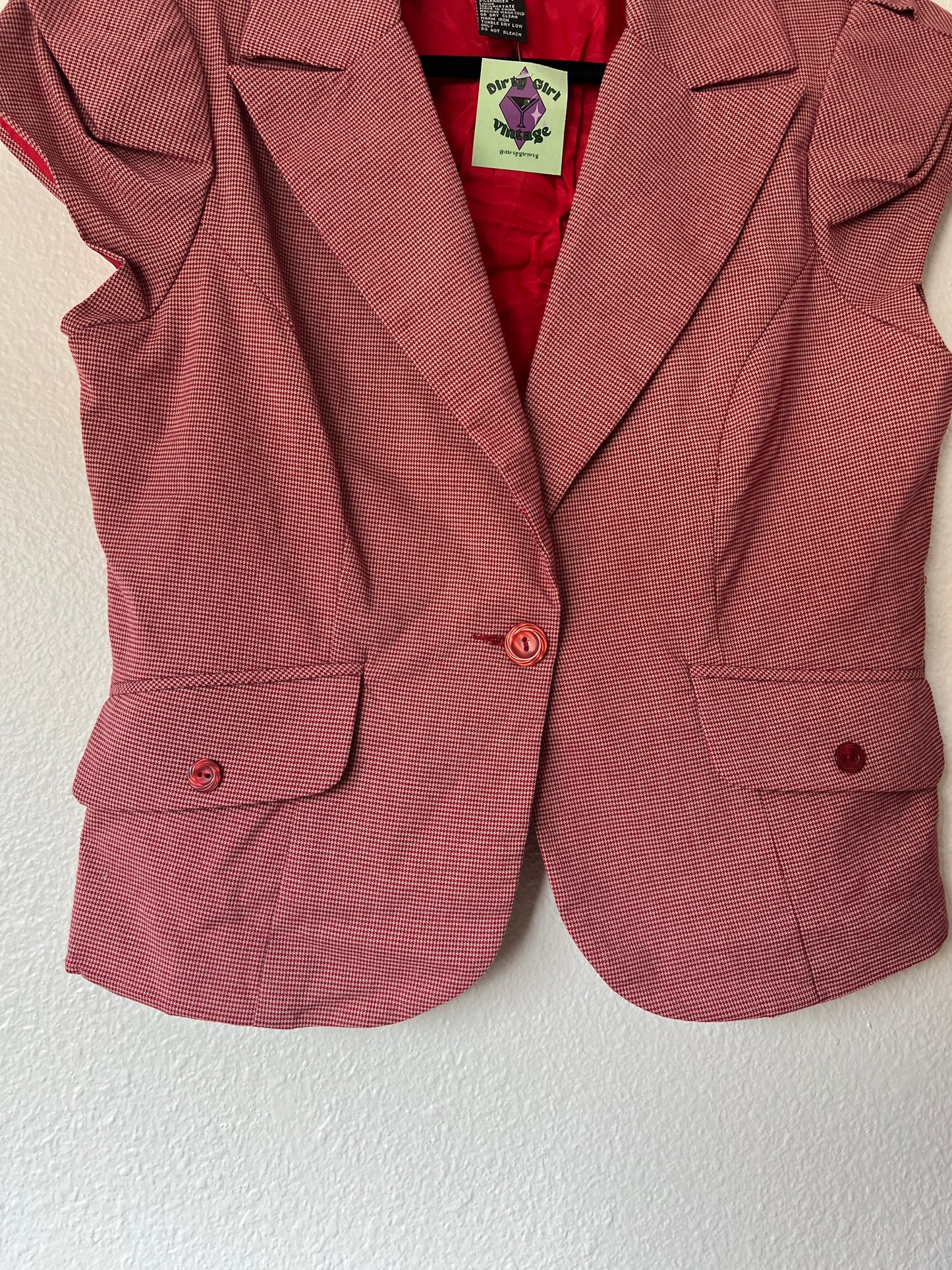 Red Houndstooth Blazer Top (m/l)