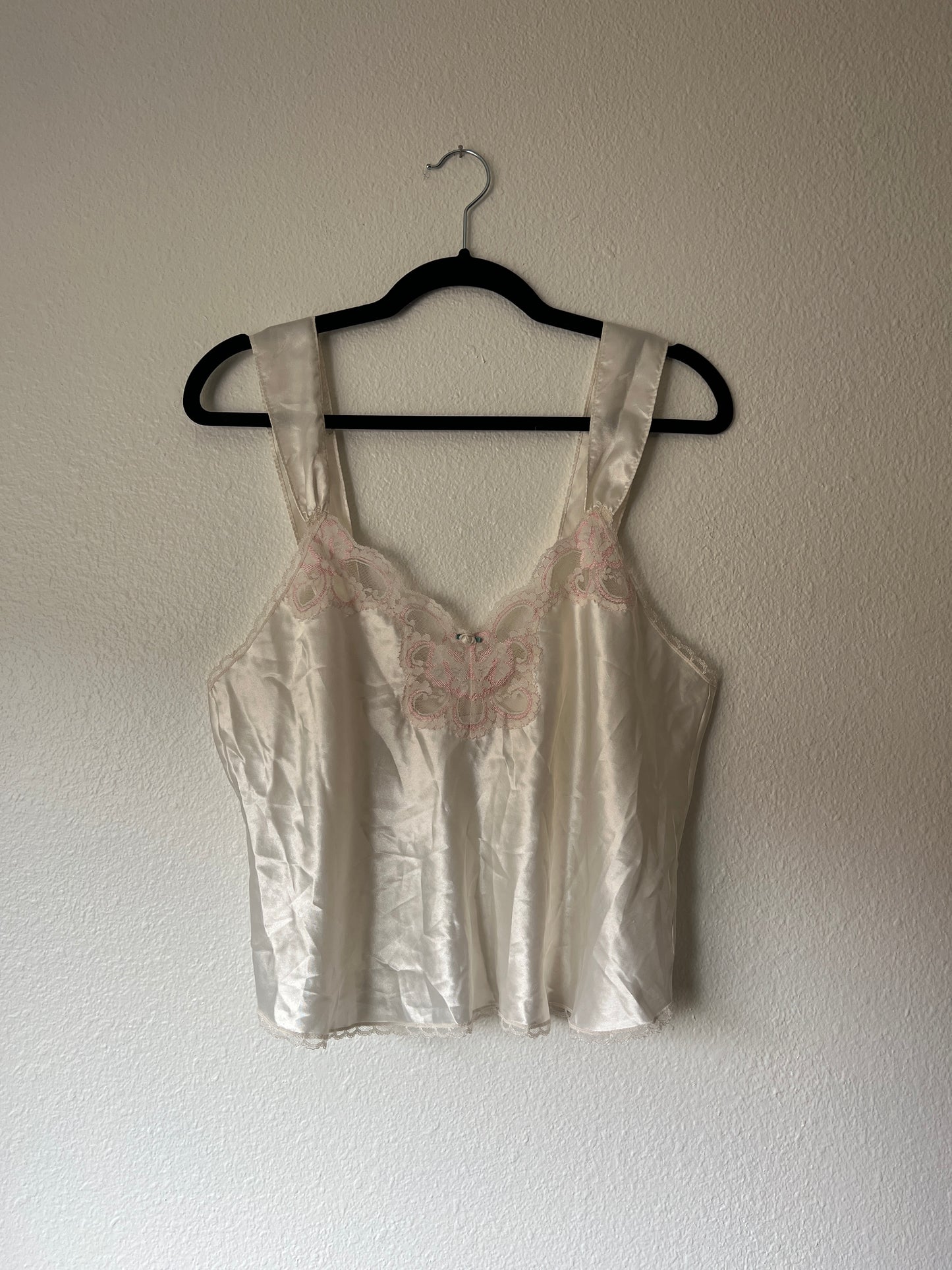 White Lingerie Pink Lace Top (m/l)