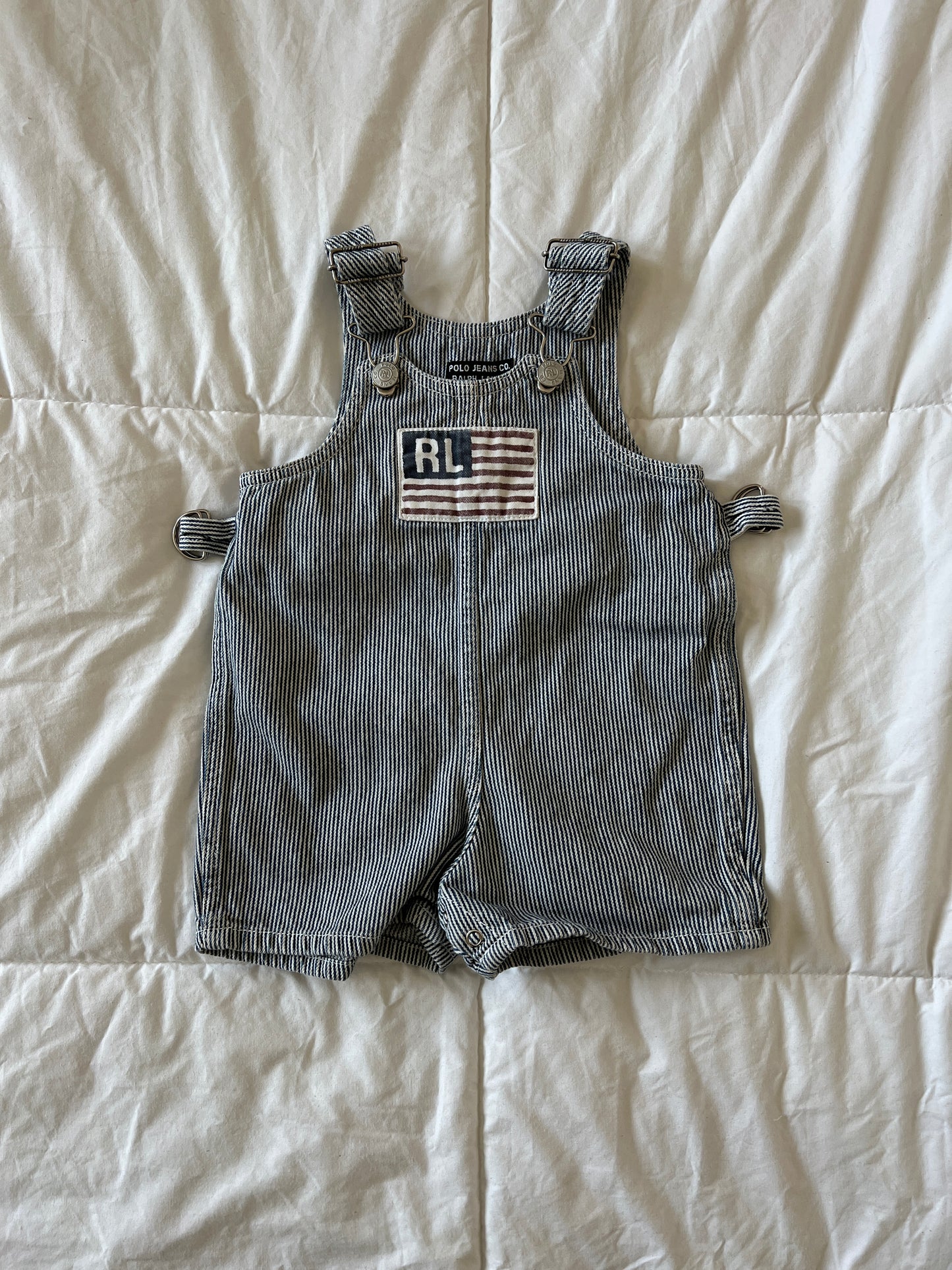 Ralph Lauren Pin Stripe Overall Shorts (6-12 mo)