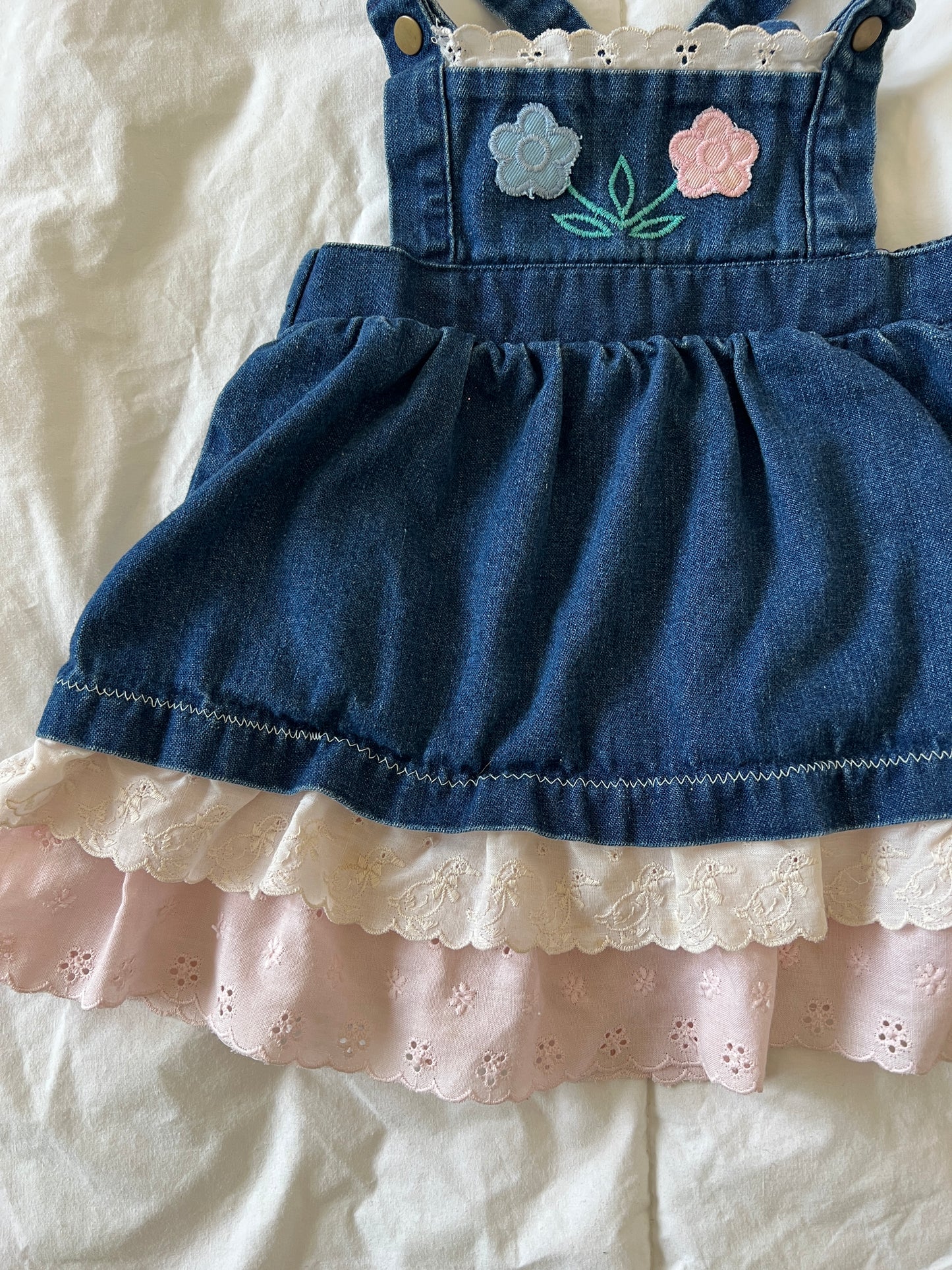 Denim Ribbon Baby Dress (12-24mo)