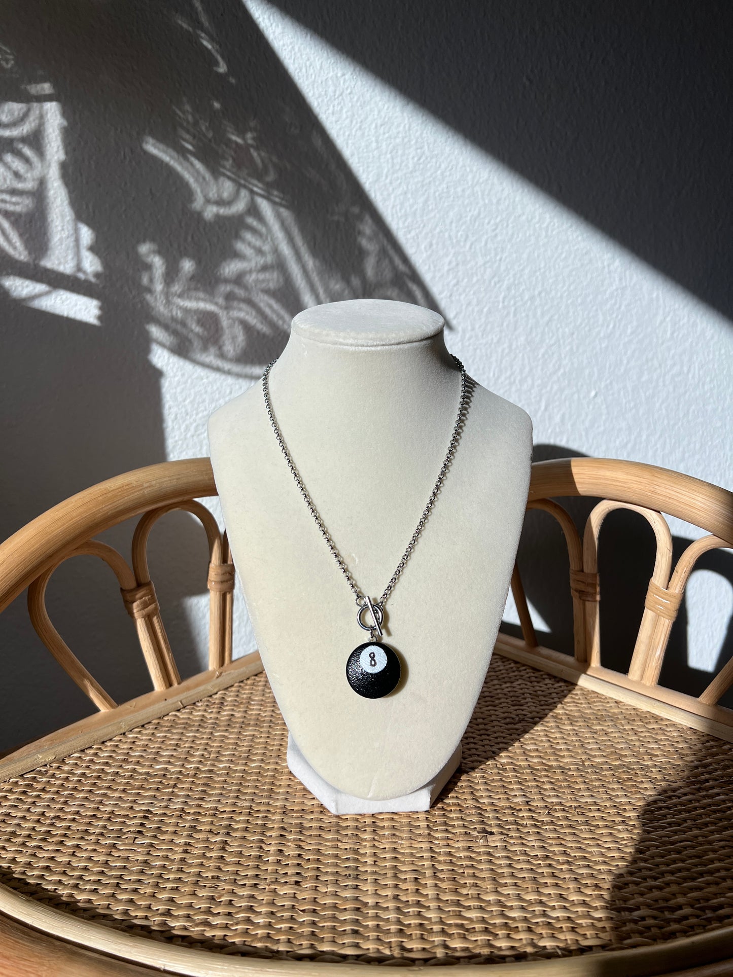 Silver Chain 8 Ball Button Necklace