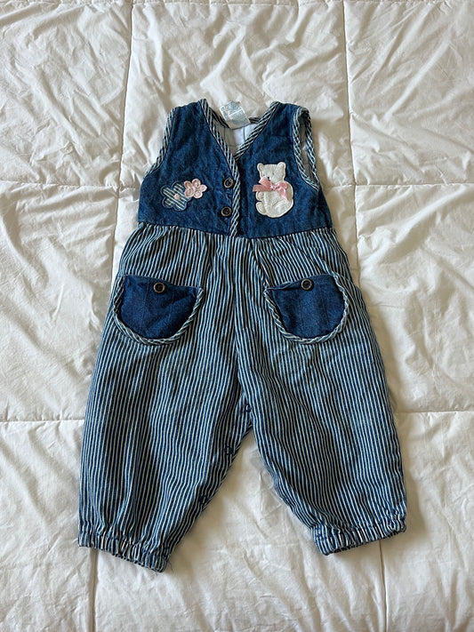 Pinstripe Bear Overalls (12 mo)