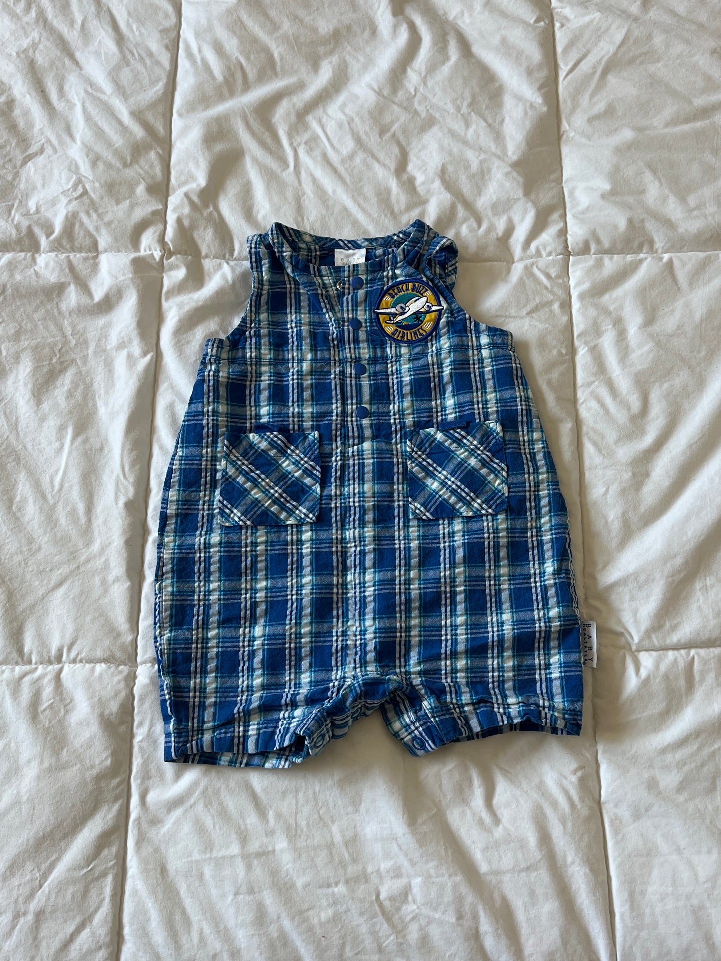 Beach Buzz Plaid Romper (6-9mo)