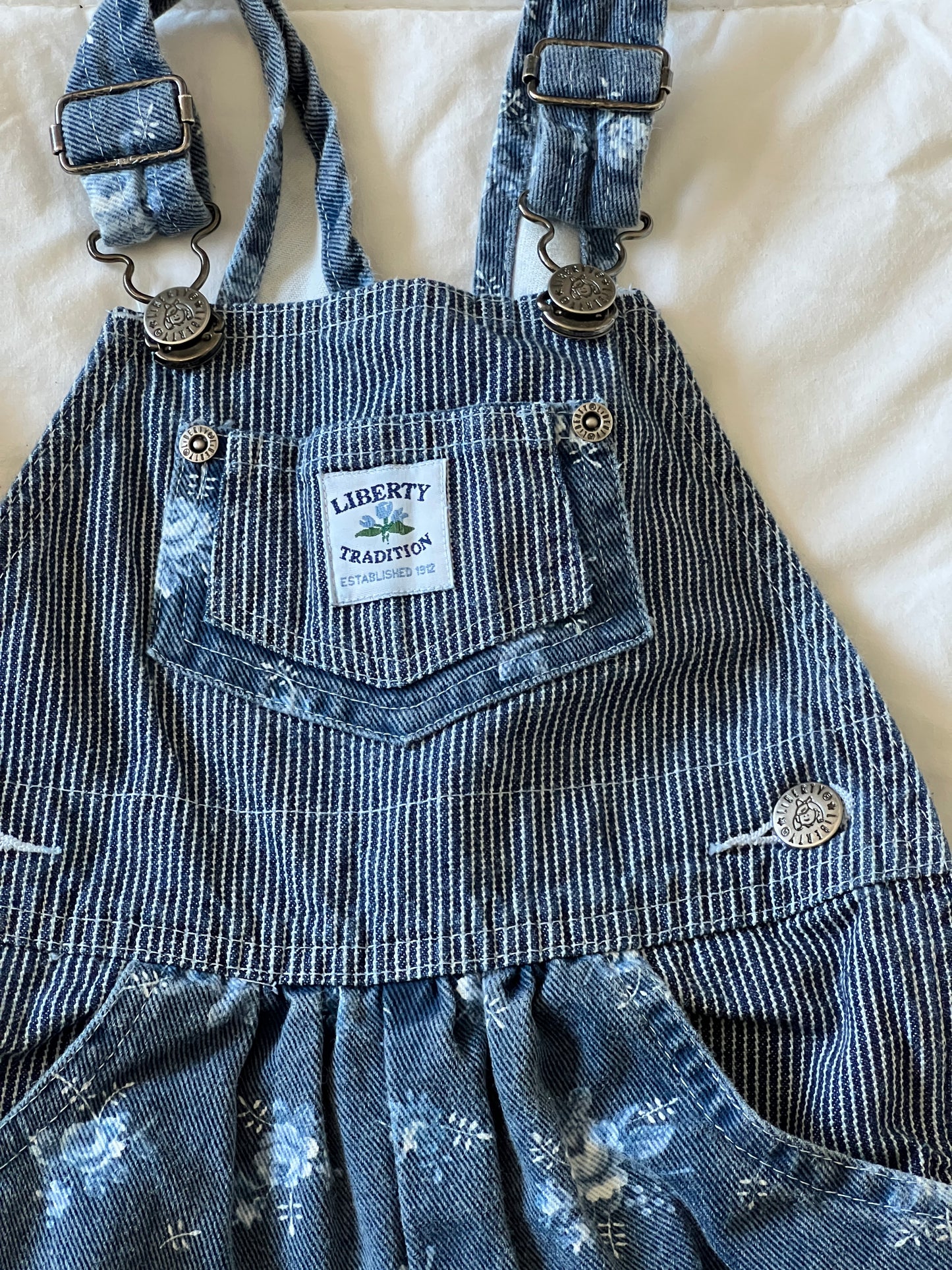 Pinstripe/Floral Liberty Overalls (2T)