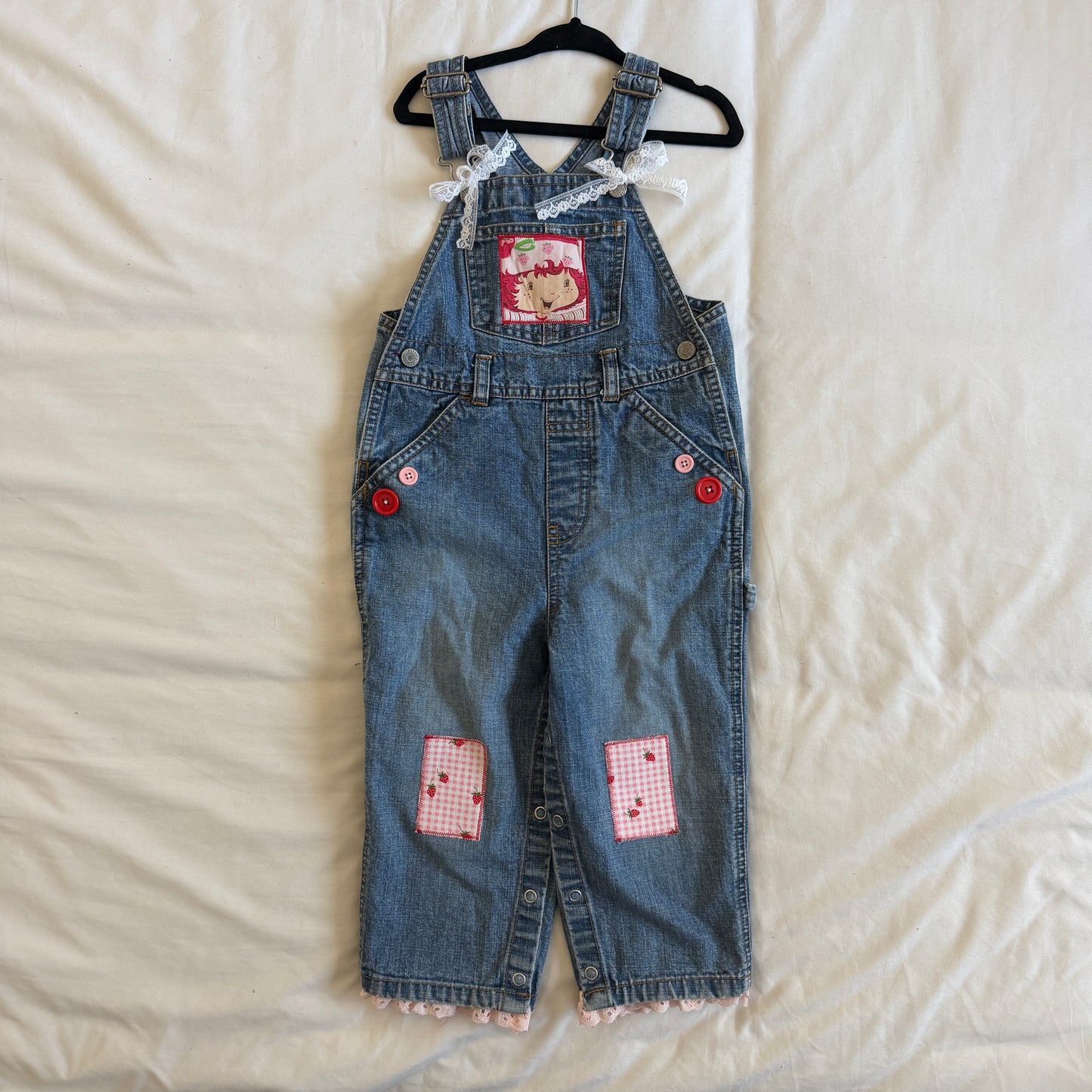 Strawberry Shortcake Button Overalls (2T)