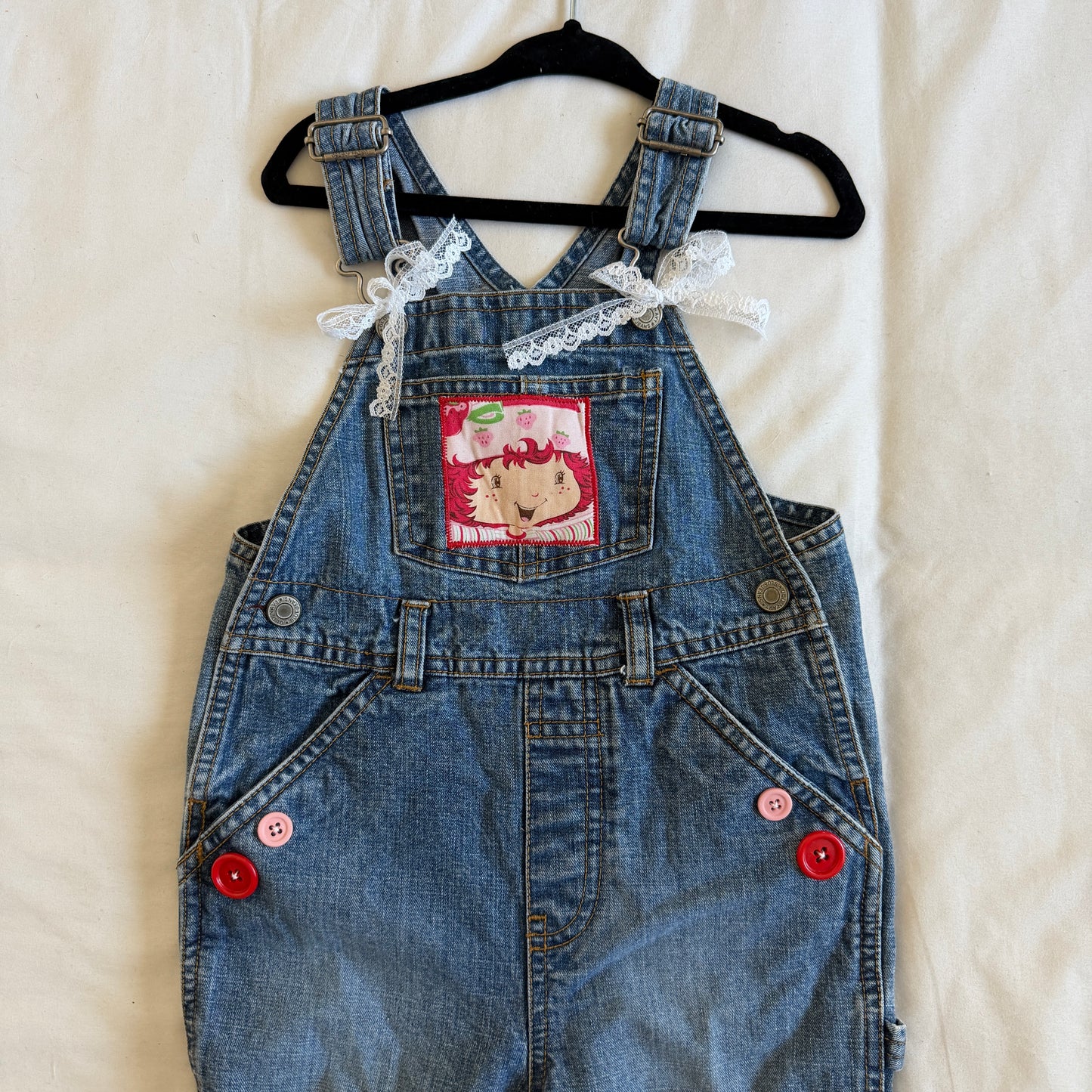 Strawberry Shortcake Button Overalls (2T)