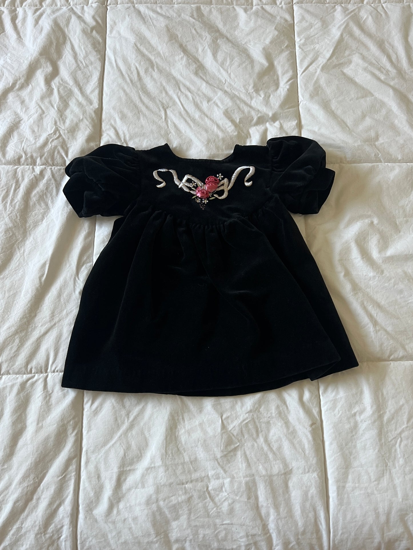 Black Velvet Babydoll Dress (12mo)