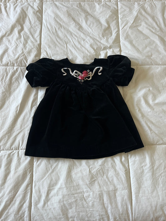 Black Velvet Babydoll Dress (12mo)