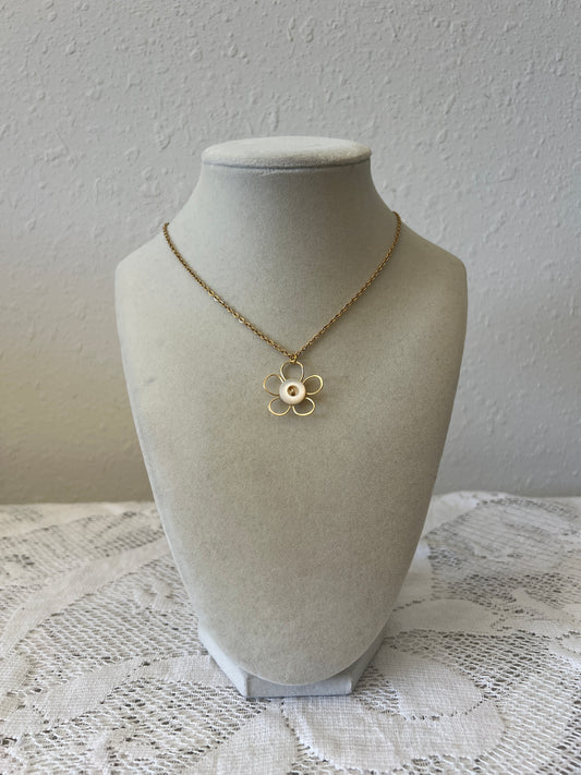 Gold Flower Button Necklace