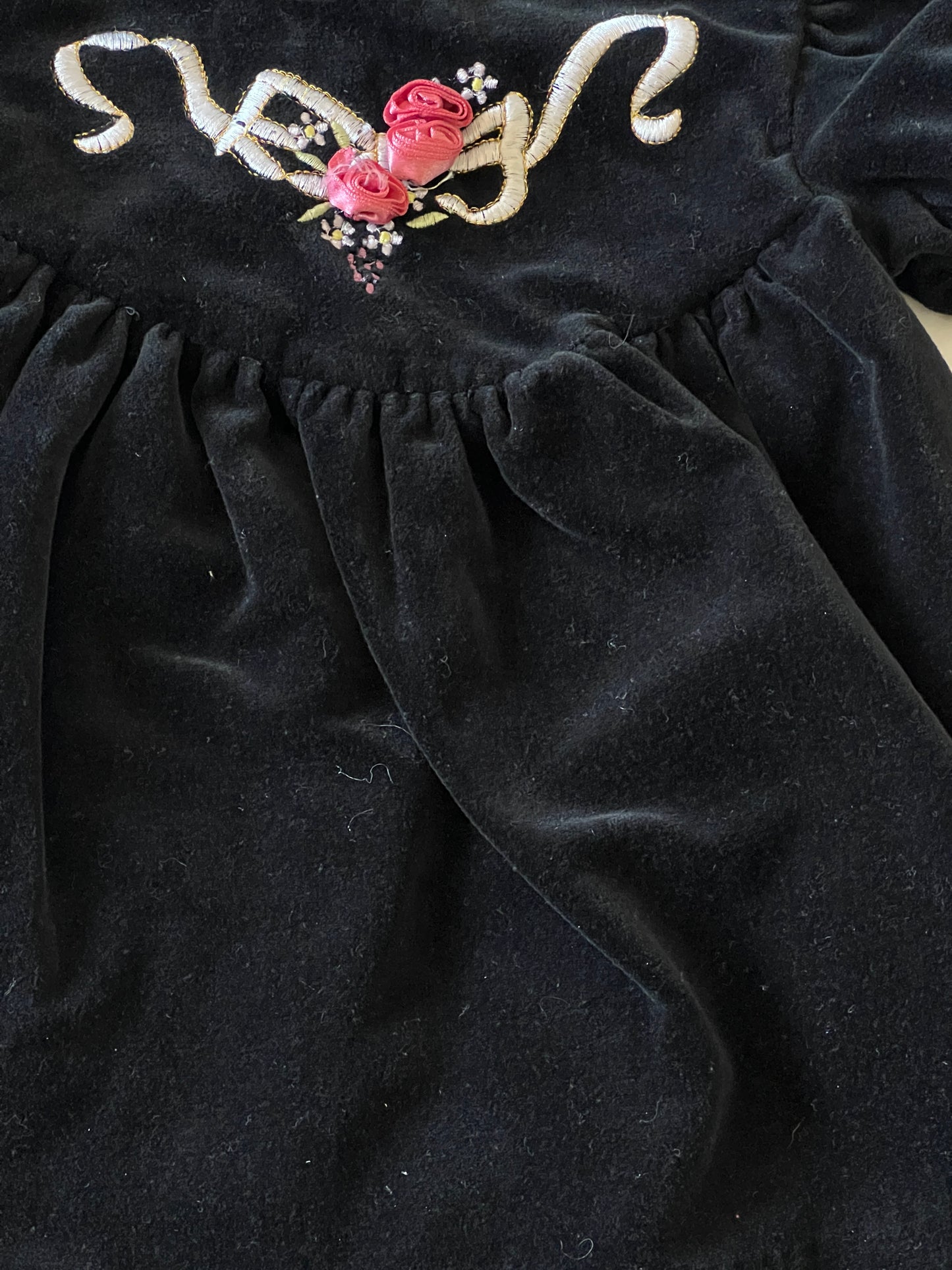 Black Velvet Babydoll Dress (12mo)