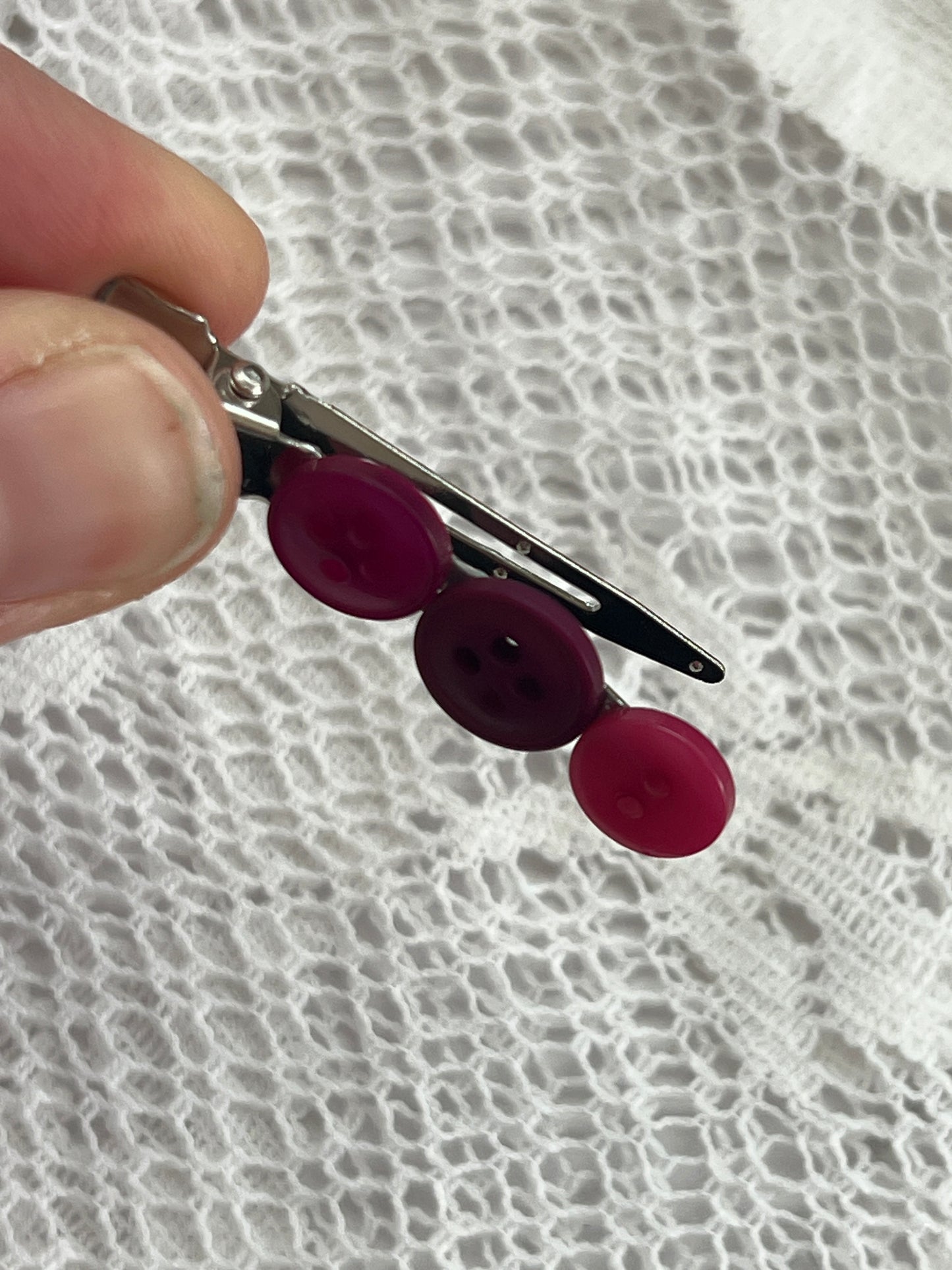 Pink Button Hair Clip