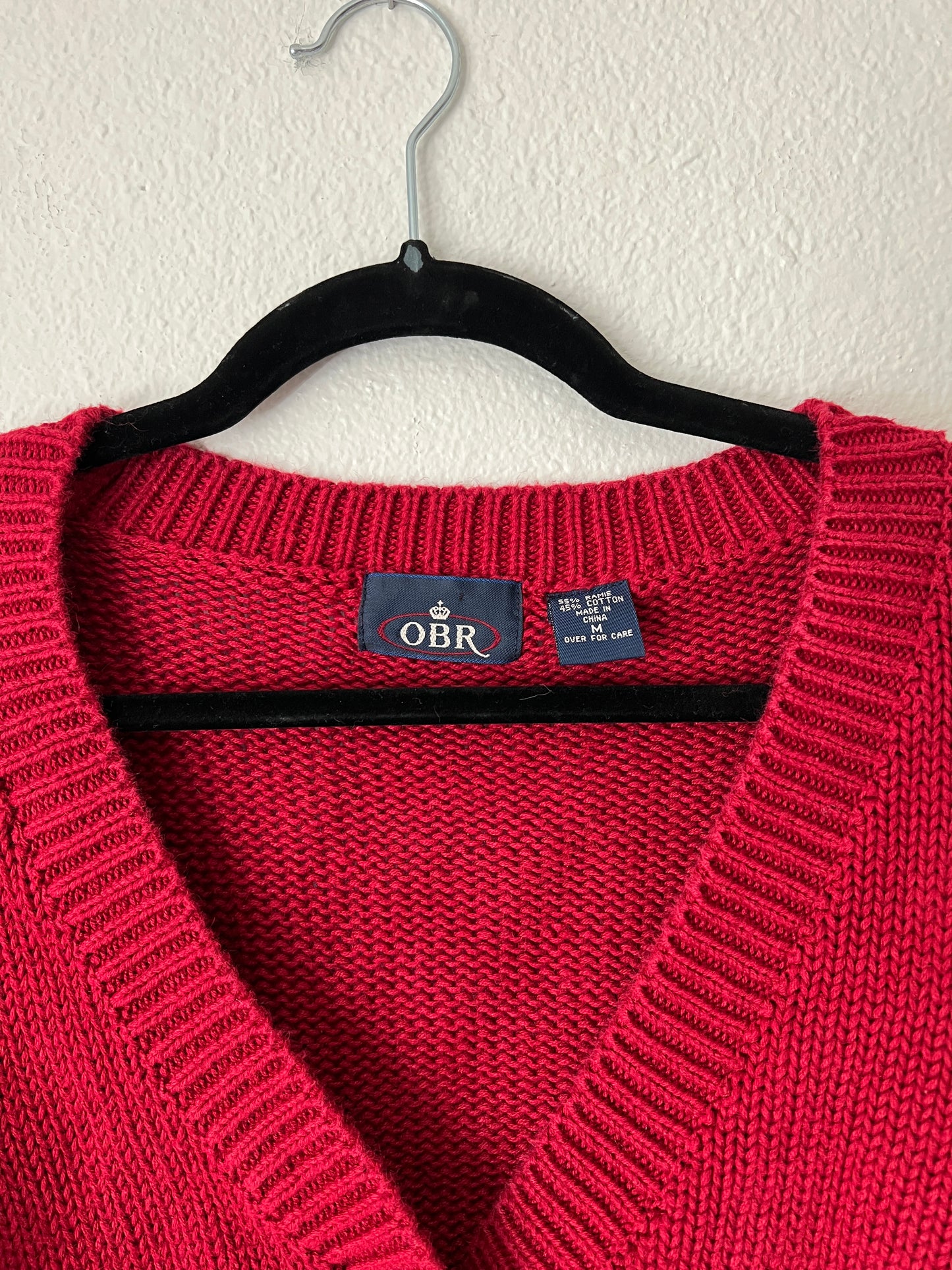 Vintage Red Knit Cardigan (m)