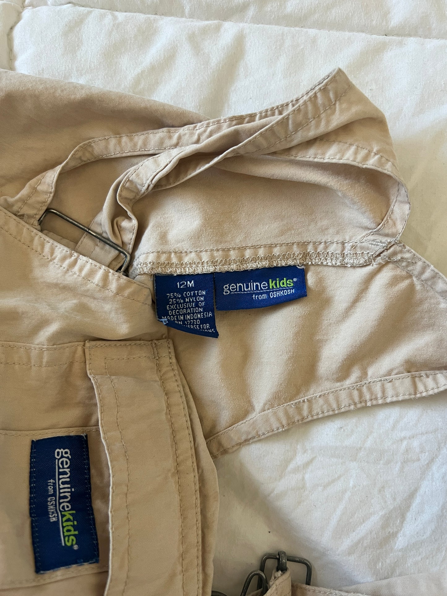 Khaki Oshkosh Overalls (12 mo)