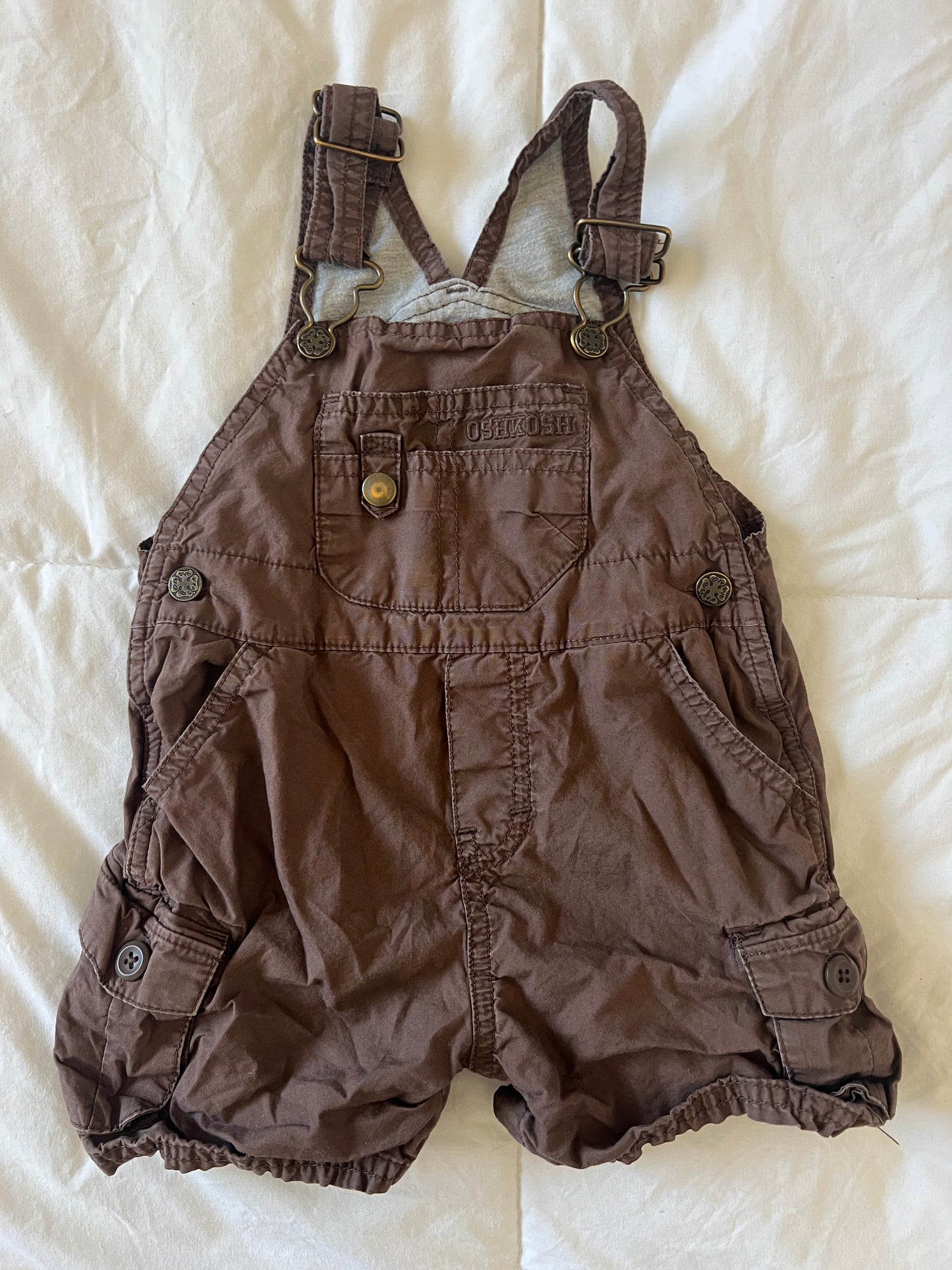 Brown Oshkosh Overall Shorts (12 mo)