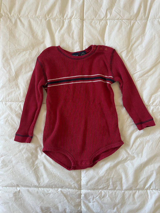 Vintage Red Long Sleeve Onesie (24 months)