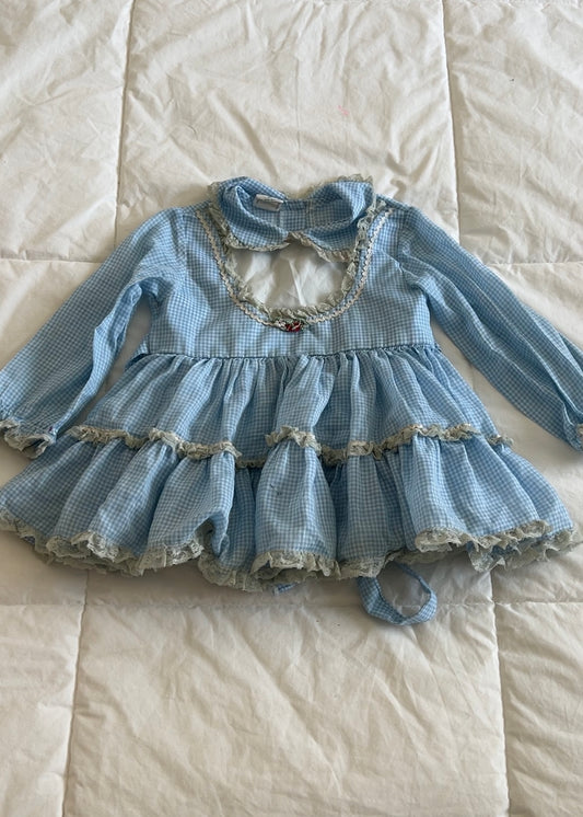 Vintage Blue Gingham Dress (2T)