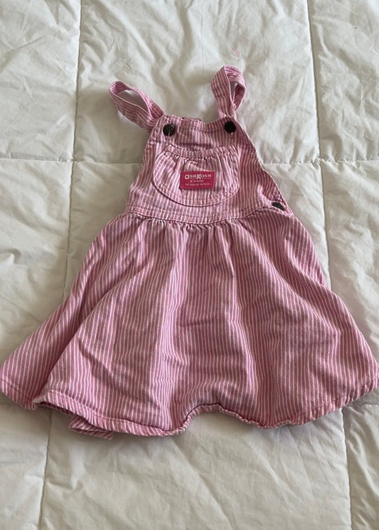 Pink Pinstripe Oshkosh Overall Dress (4T)