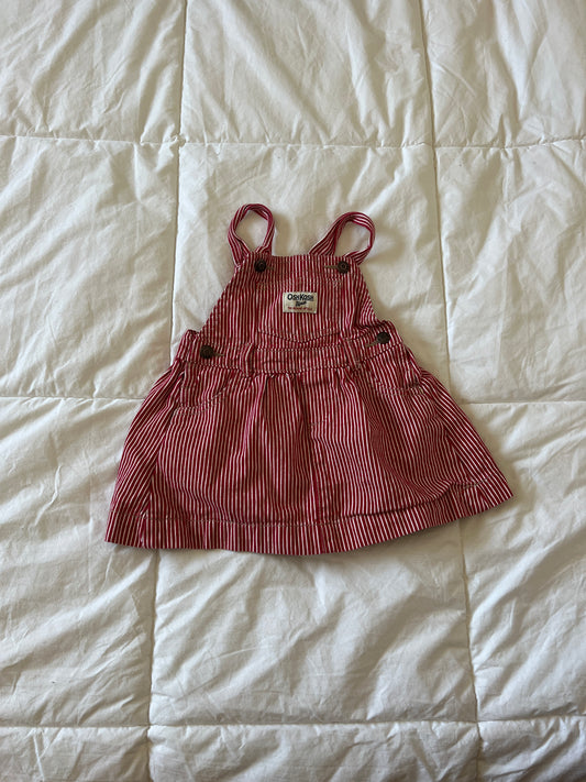 Red and White Oshkosh Overall Dress (2T)