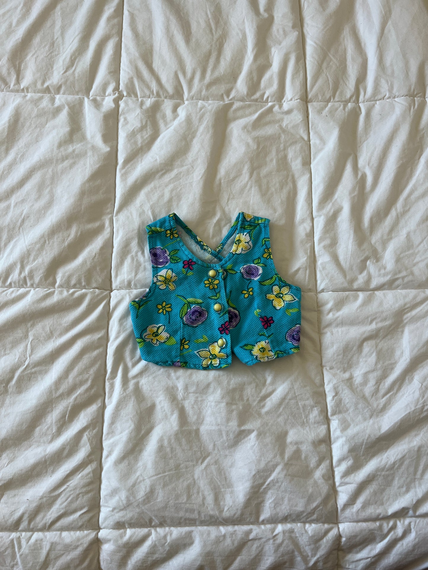Vintage Blue Floral Vest (1-2T)