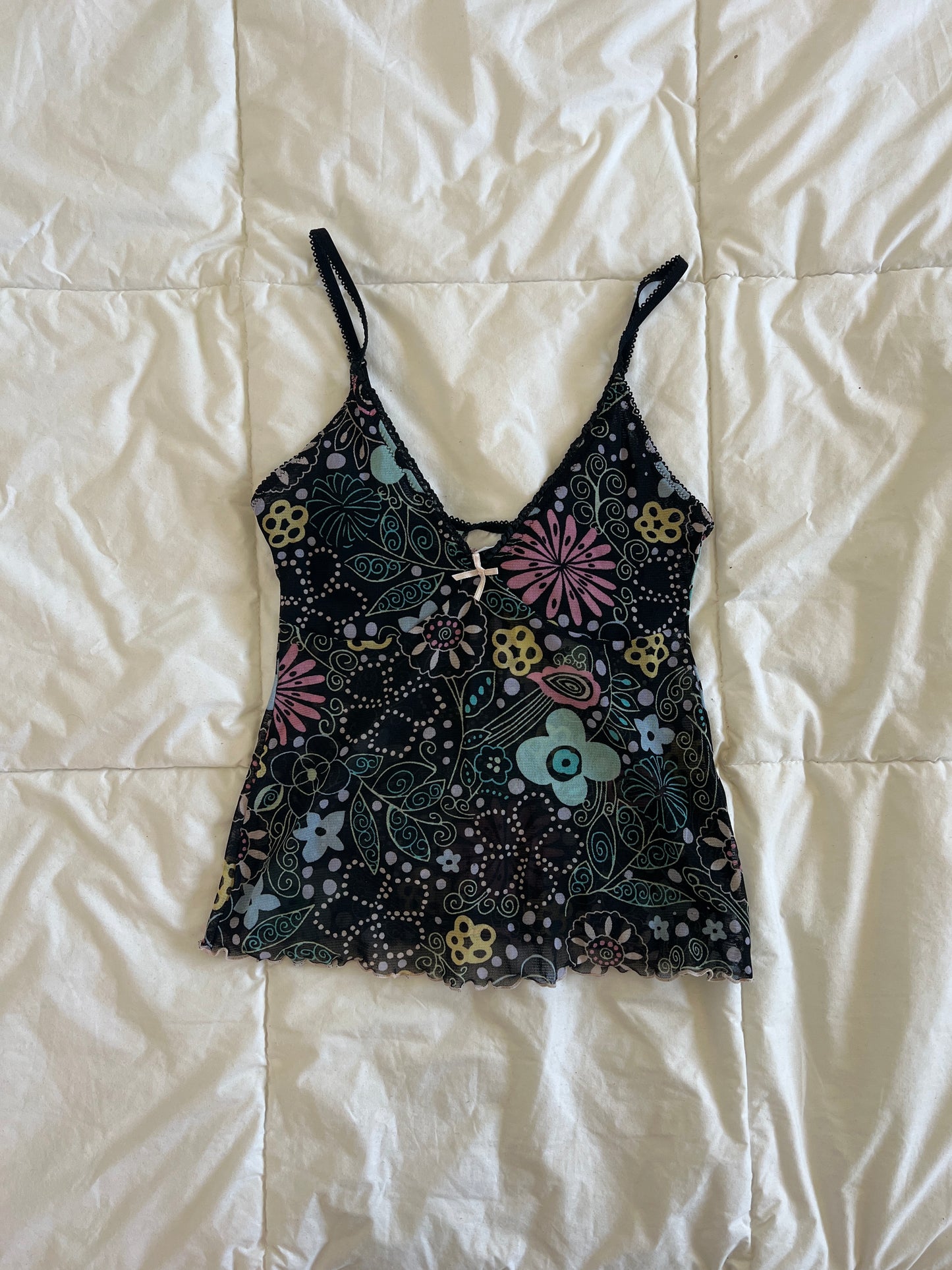 Y2k Black Colorful Floral Cami (s)