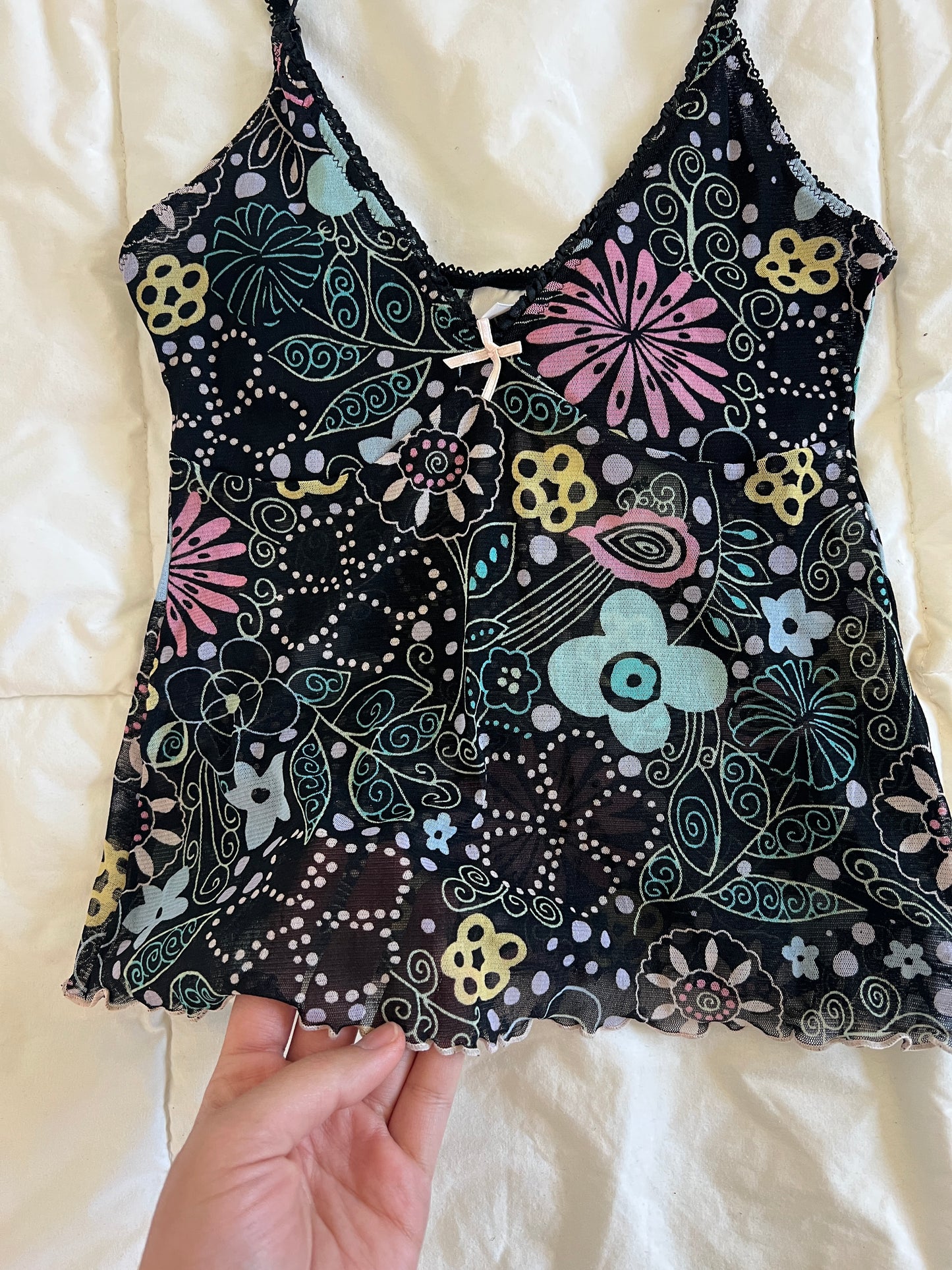 Y2k Black Colorful Floral Cami (s)