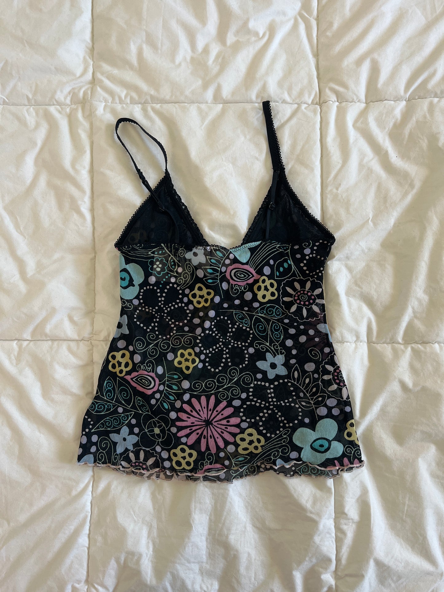 Y2k Black Colorful Floral Cami (s)