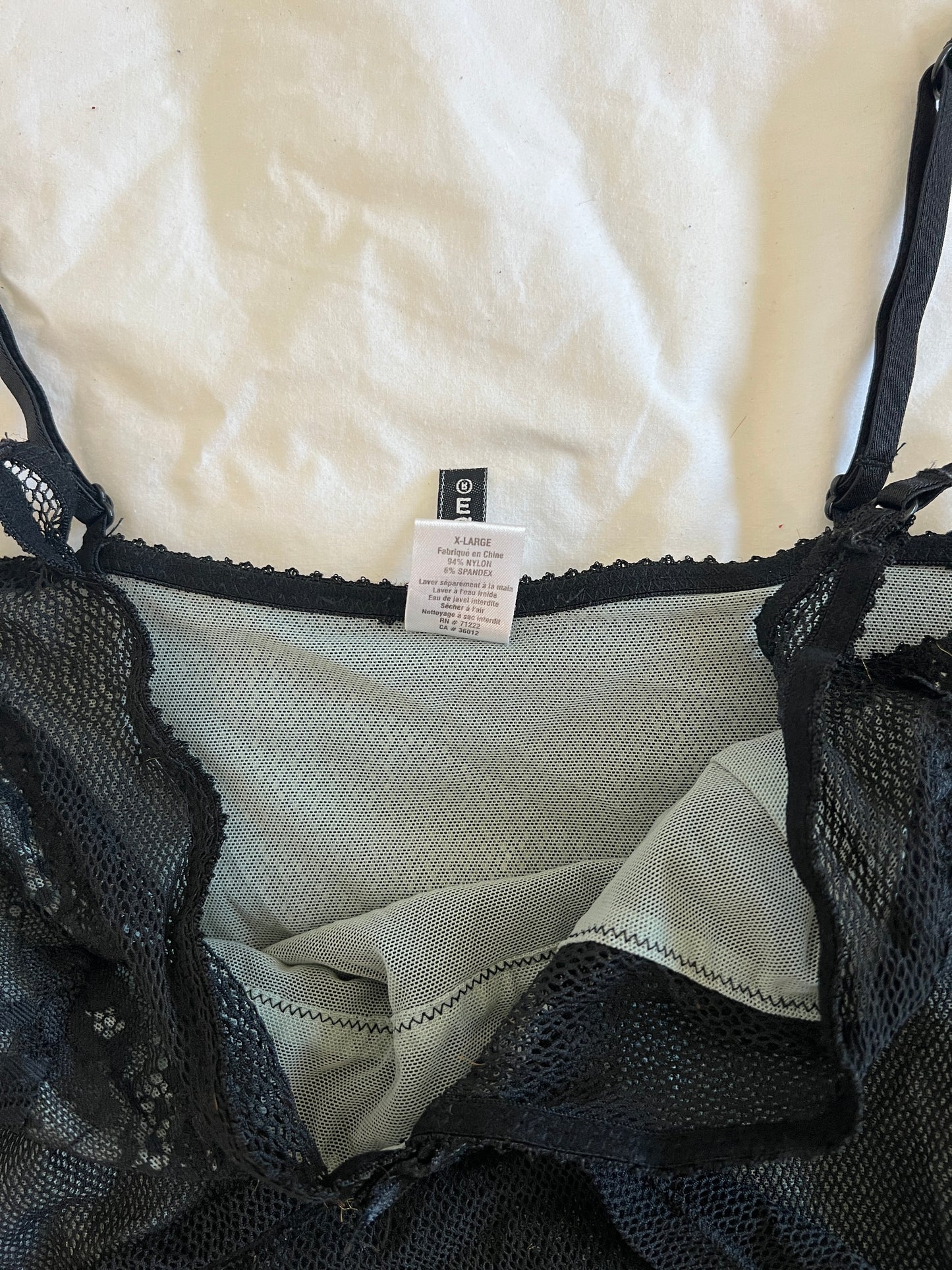 Y2k Black & Blue Mesh Lingerie Top (L/XL)