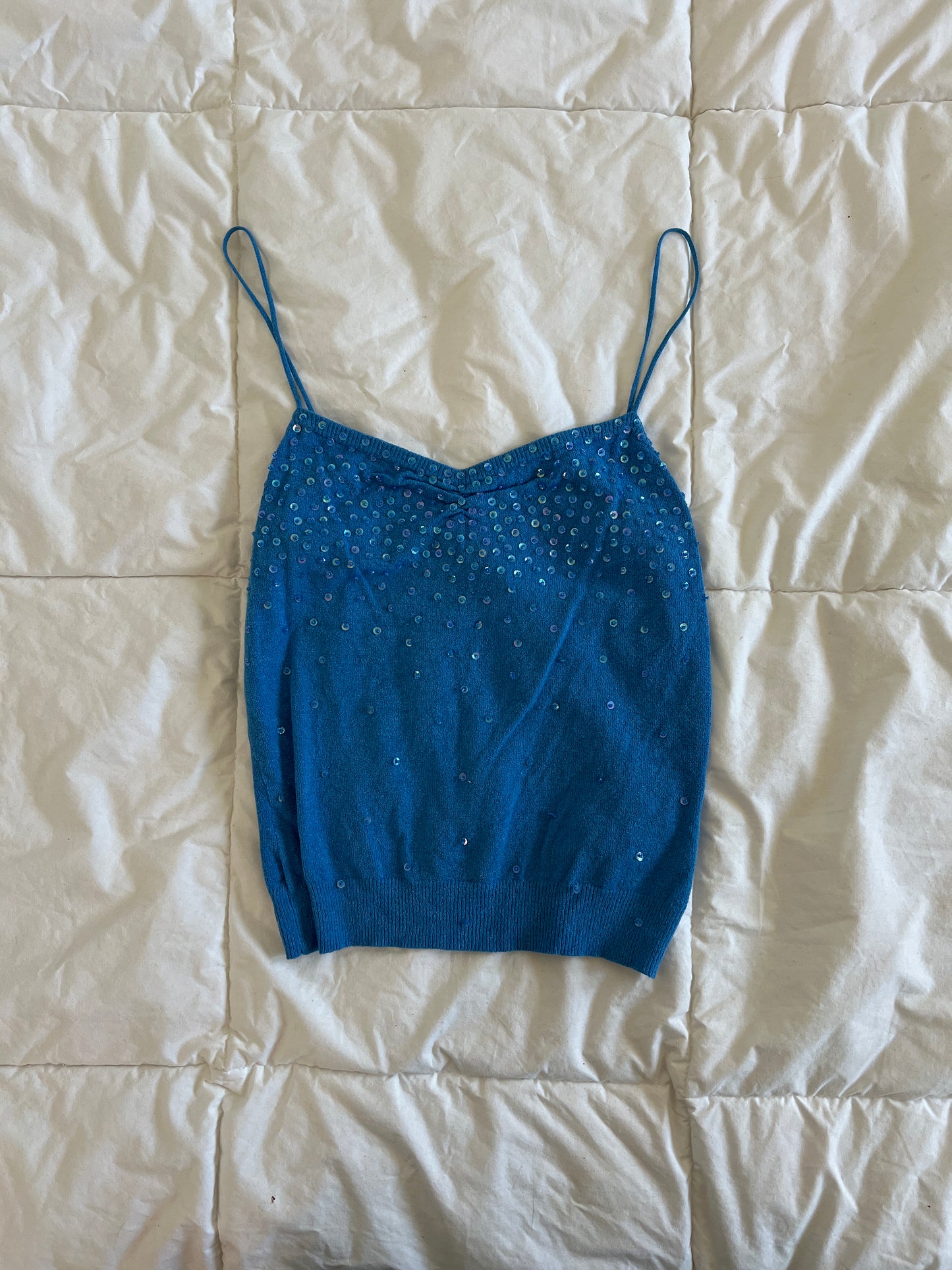 Y2k Blue Beaded Sequin Tank (s)