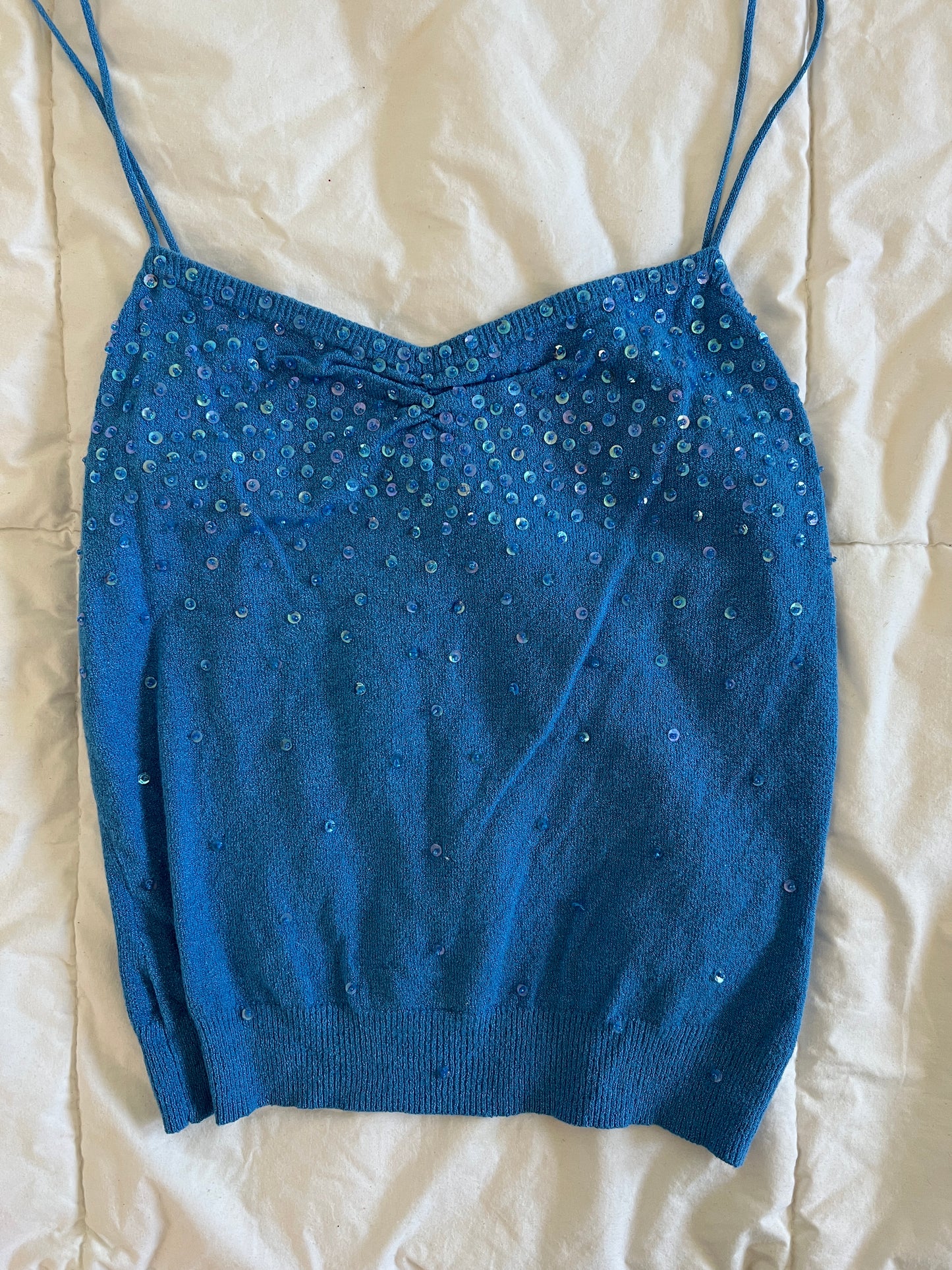 Y2k Blue Beaded Sequin Tank (s)