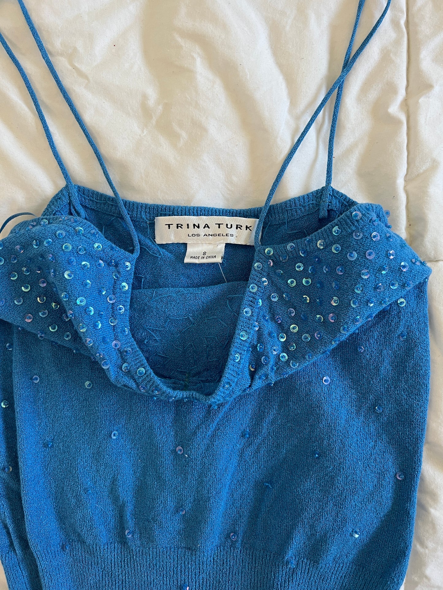 Y2k Blue Beaded Sequin Tank (s)