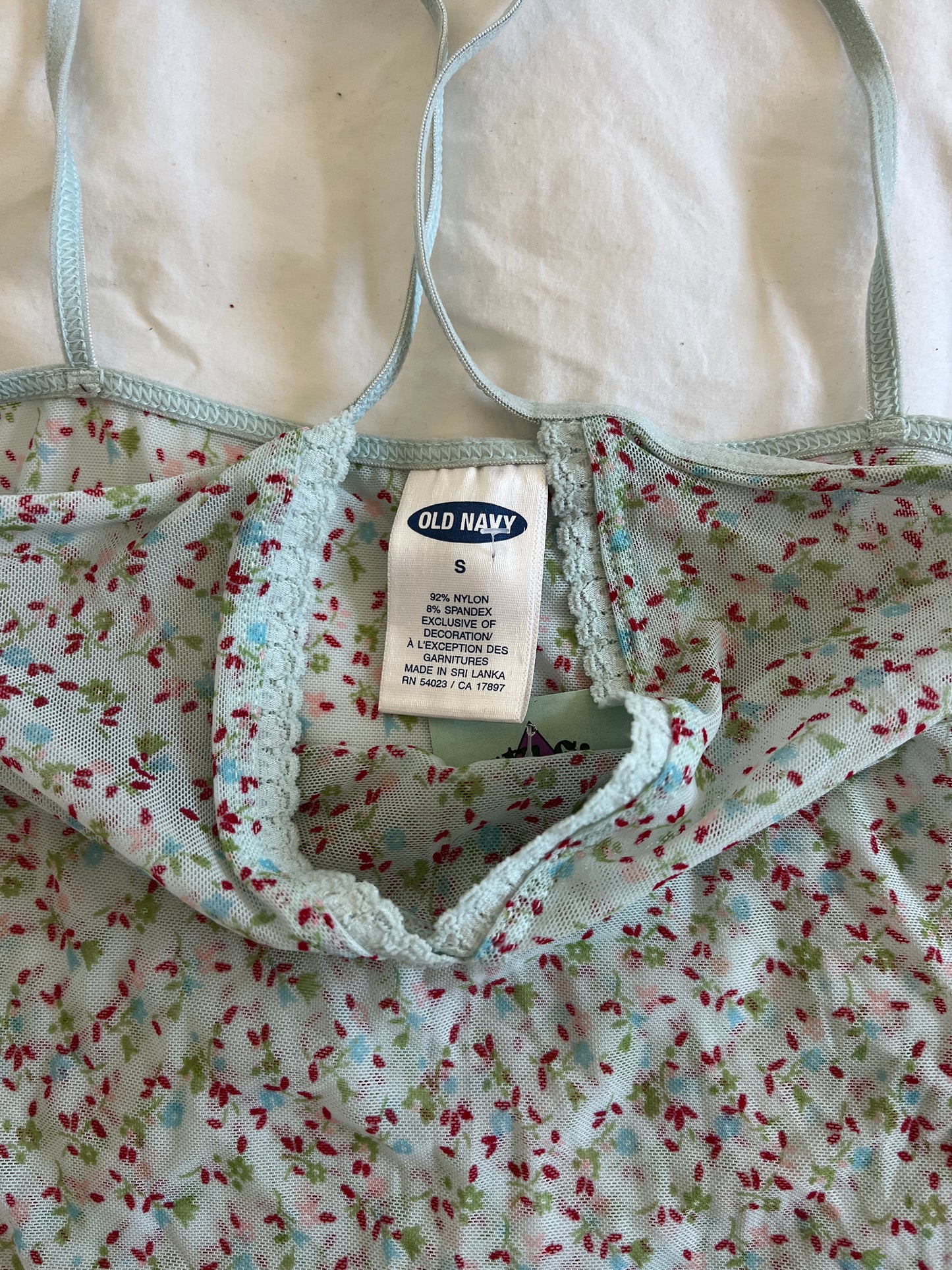 Y2k Baby Blue Floral Mesh Top (s)