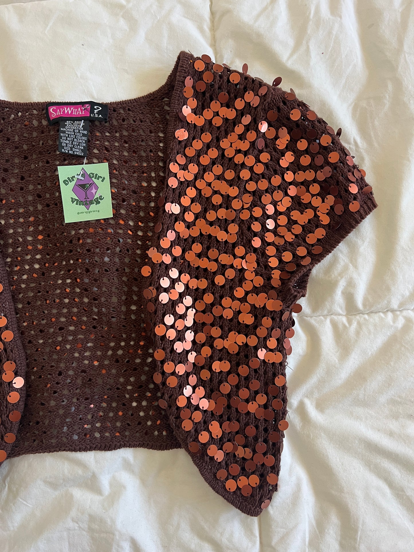 Y2k Brown Sequin Bolero (s)