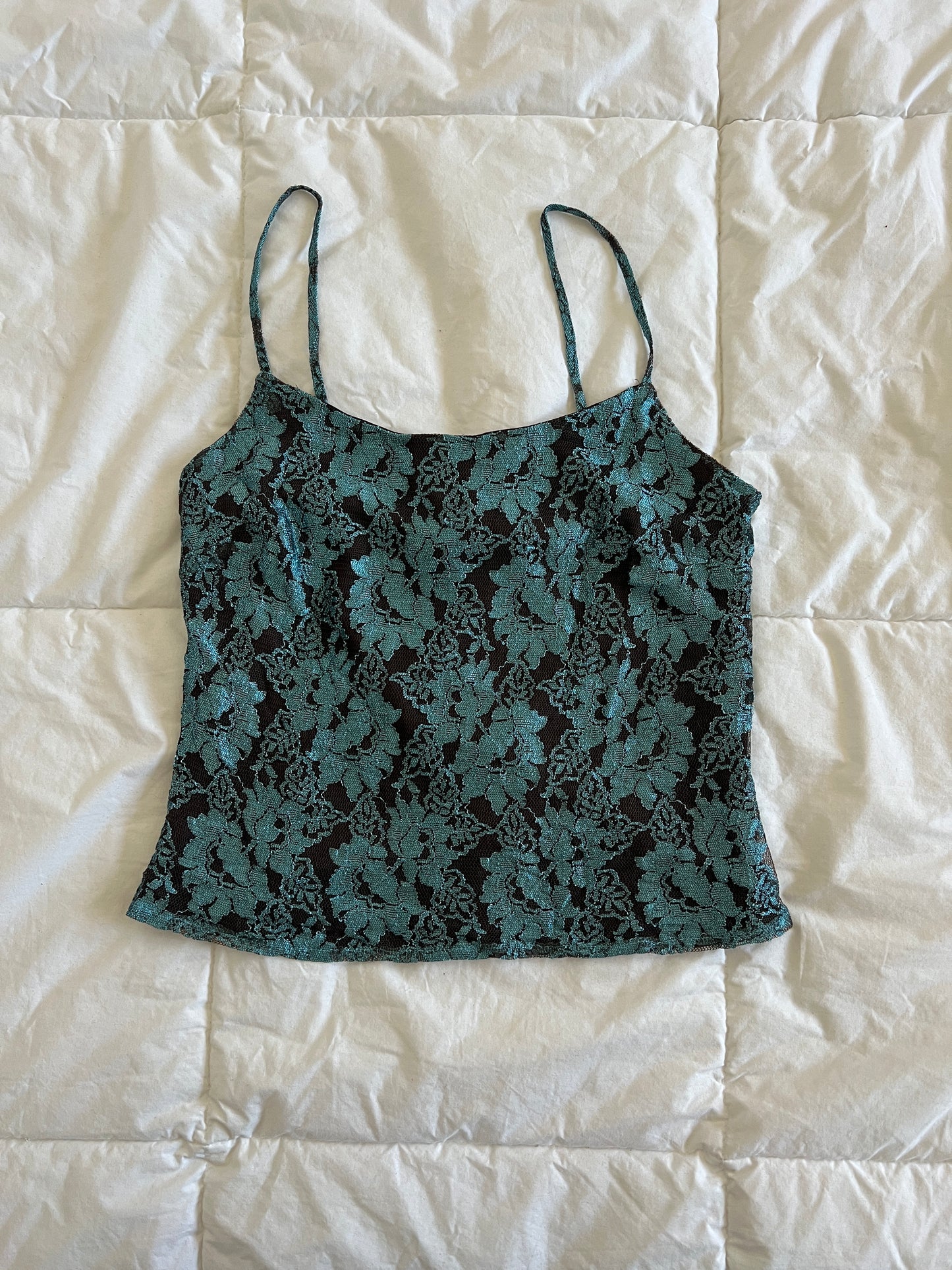 Y2k Blue and Brown Lace Tank (s)