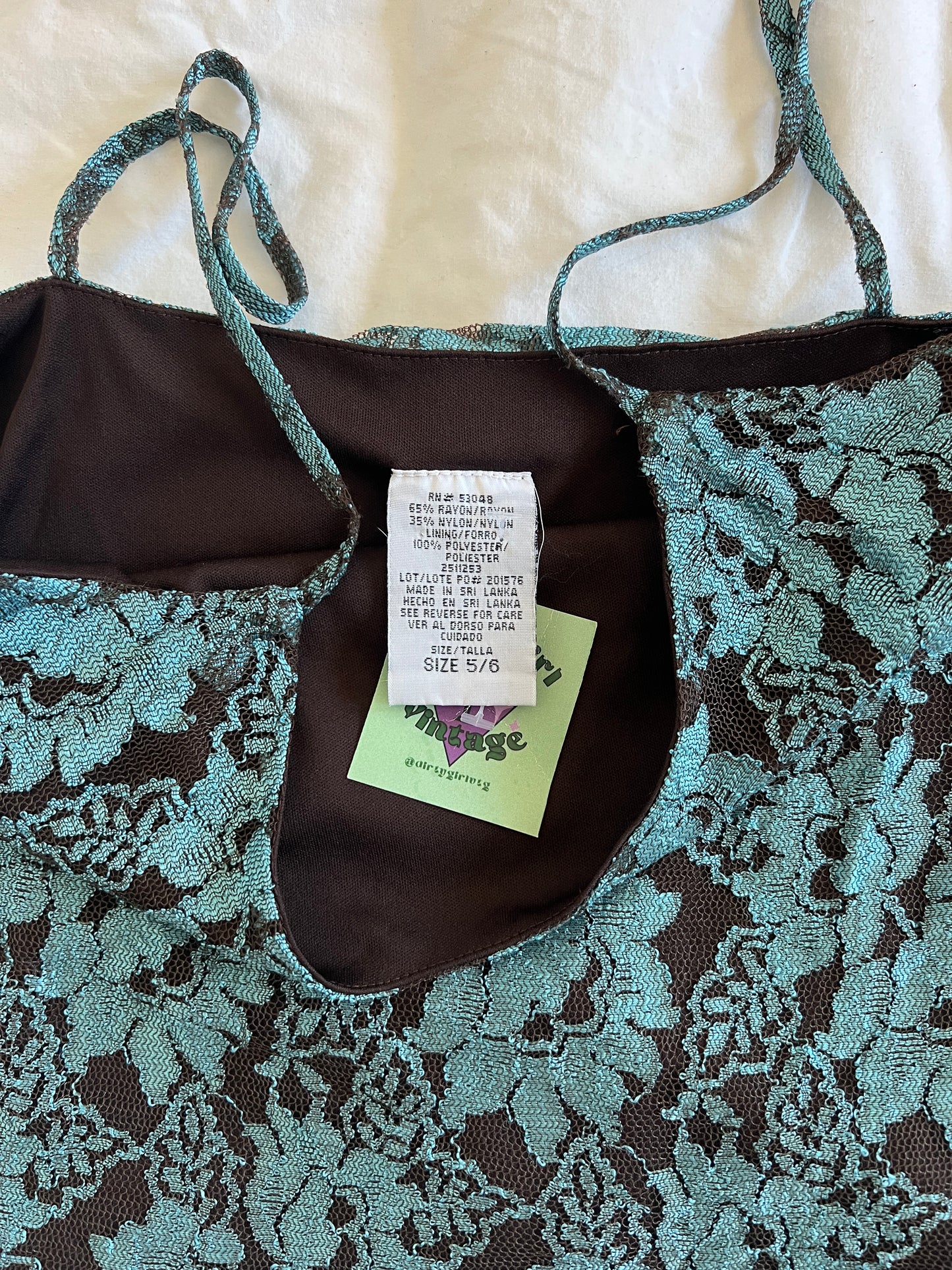Y2k Blue and Brown Lace Tank (s)