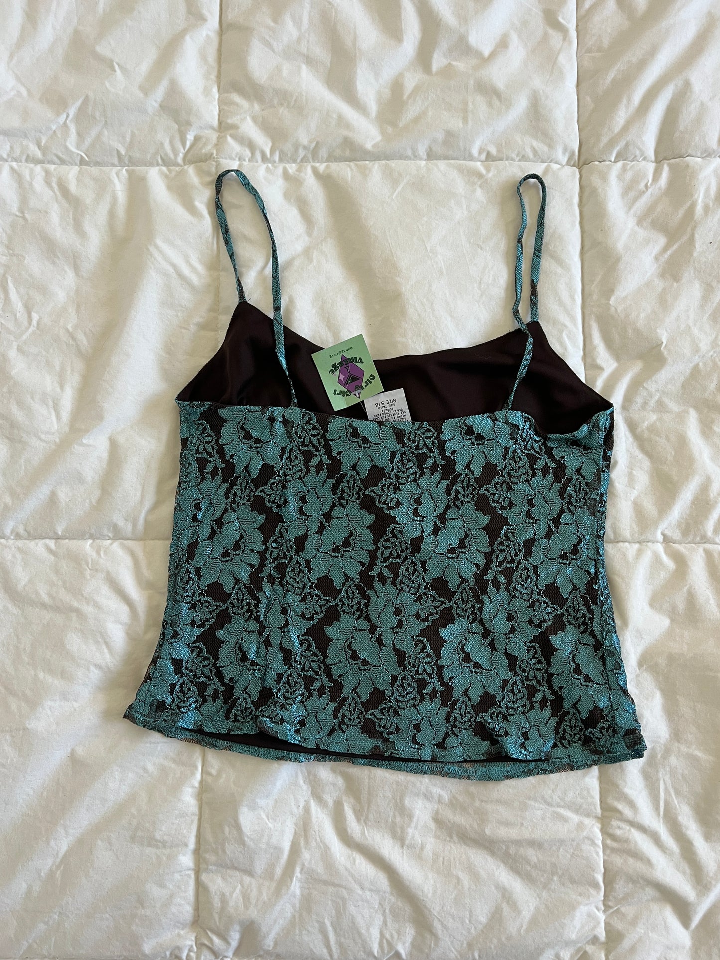 Y2k Blue and Brown Lace Tank (s)