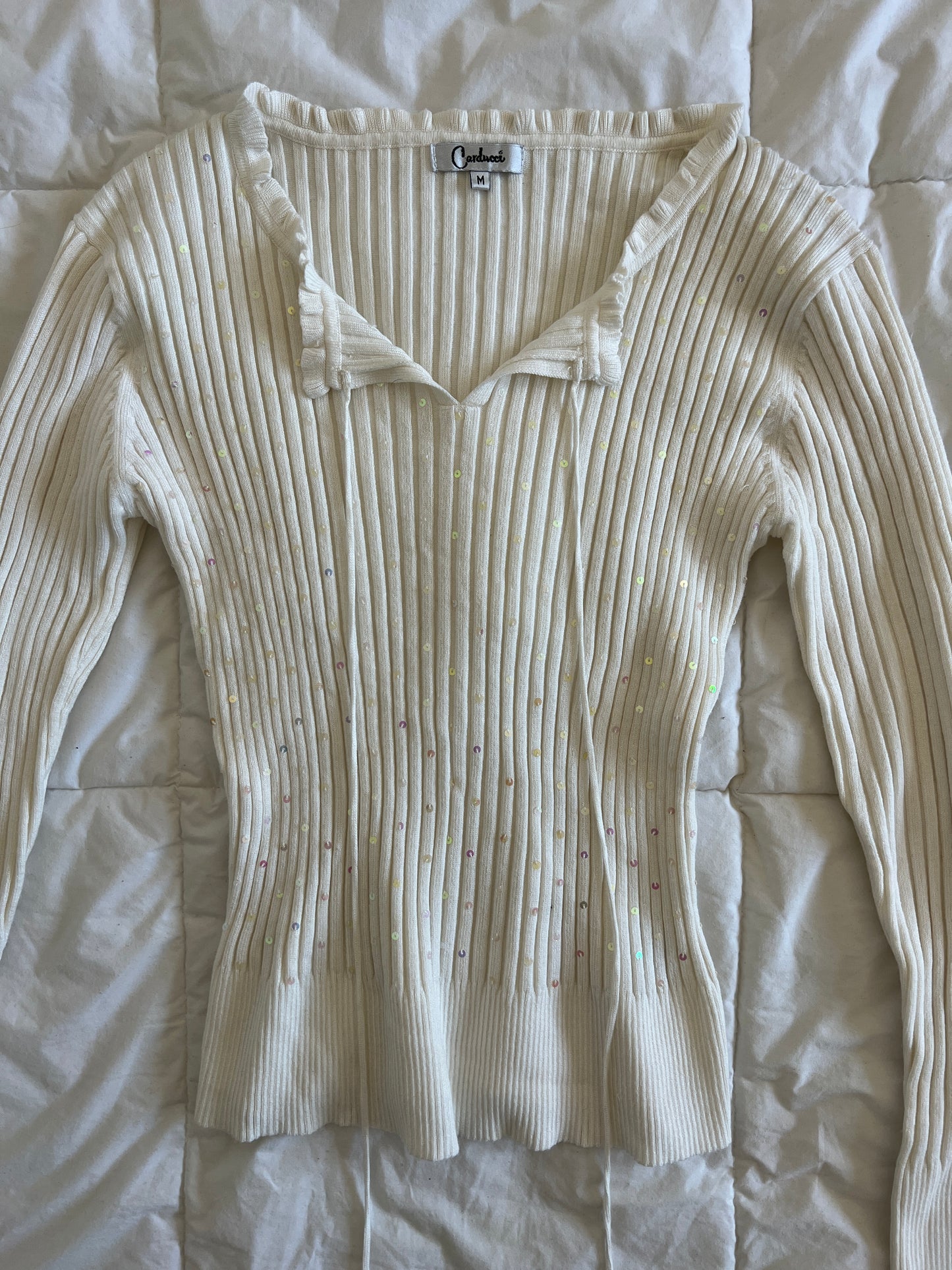 Y2k Sequin White Long Sleeve (m)