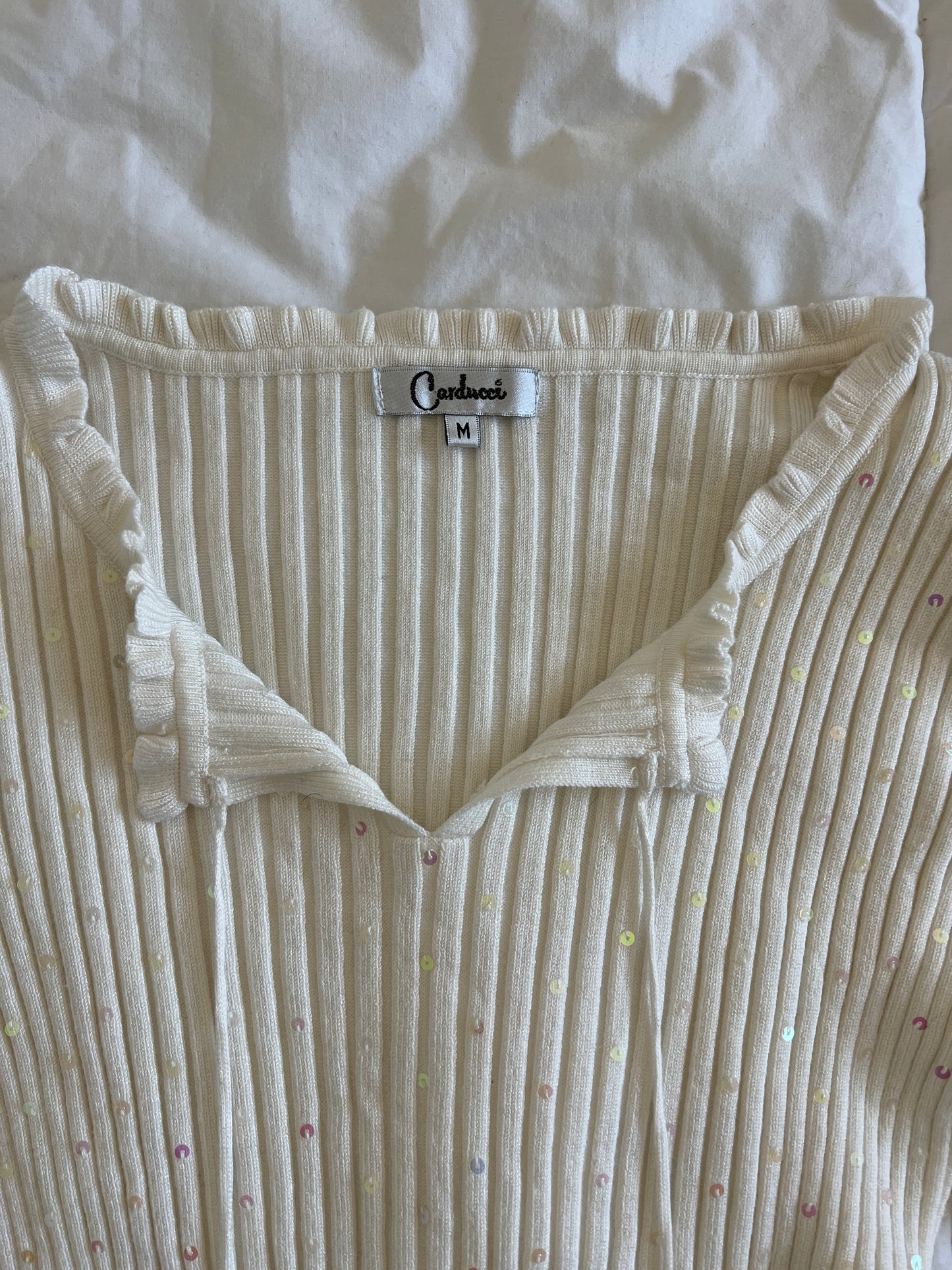 Y2k Sequin White Long Sleeve (m)