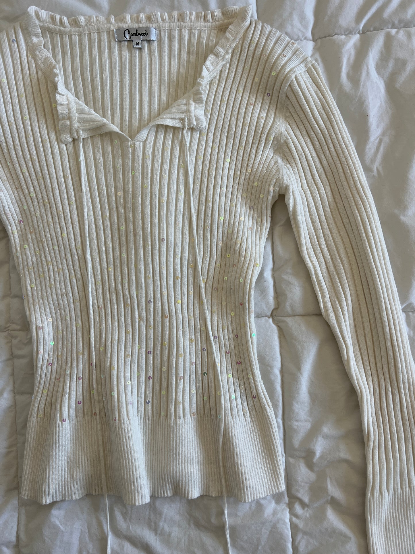 Y2k Sequin White Long Sleeve (m)